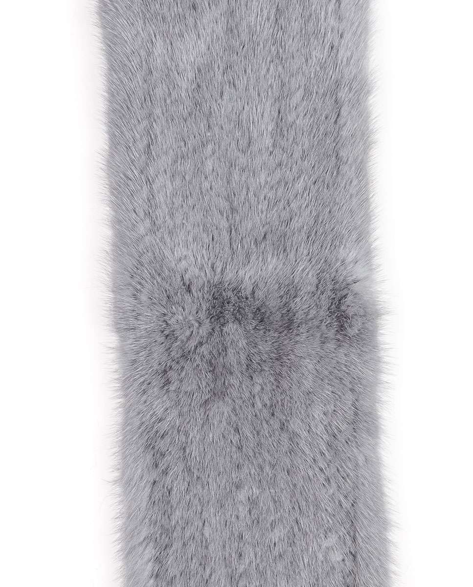 Cachecol em Pelo de Vison Tricotado em Azul Cinzento-claro-2