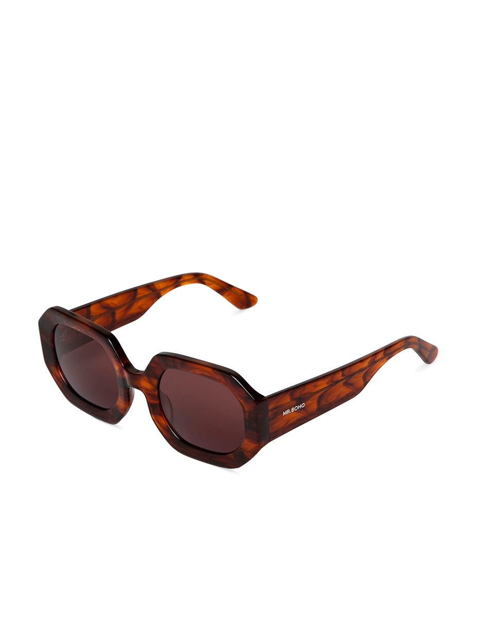 Imagem 0 de Óculos de Sol Mr. Boho com Armação de Acetato Multicolor e Lente Clássica em Castanho