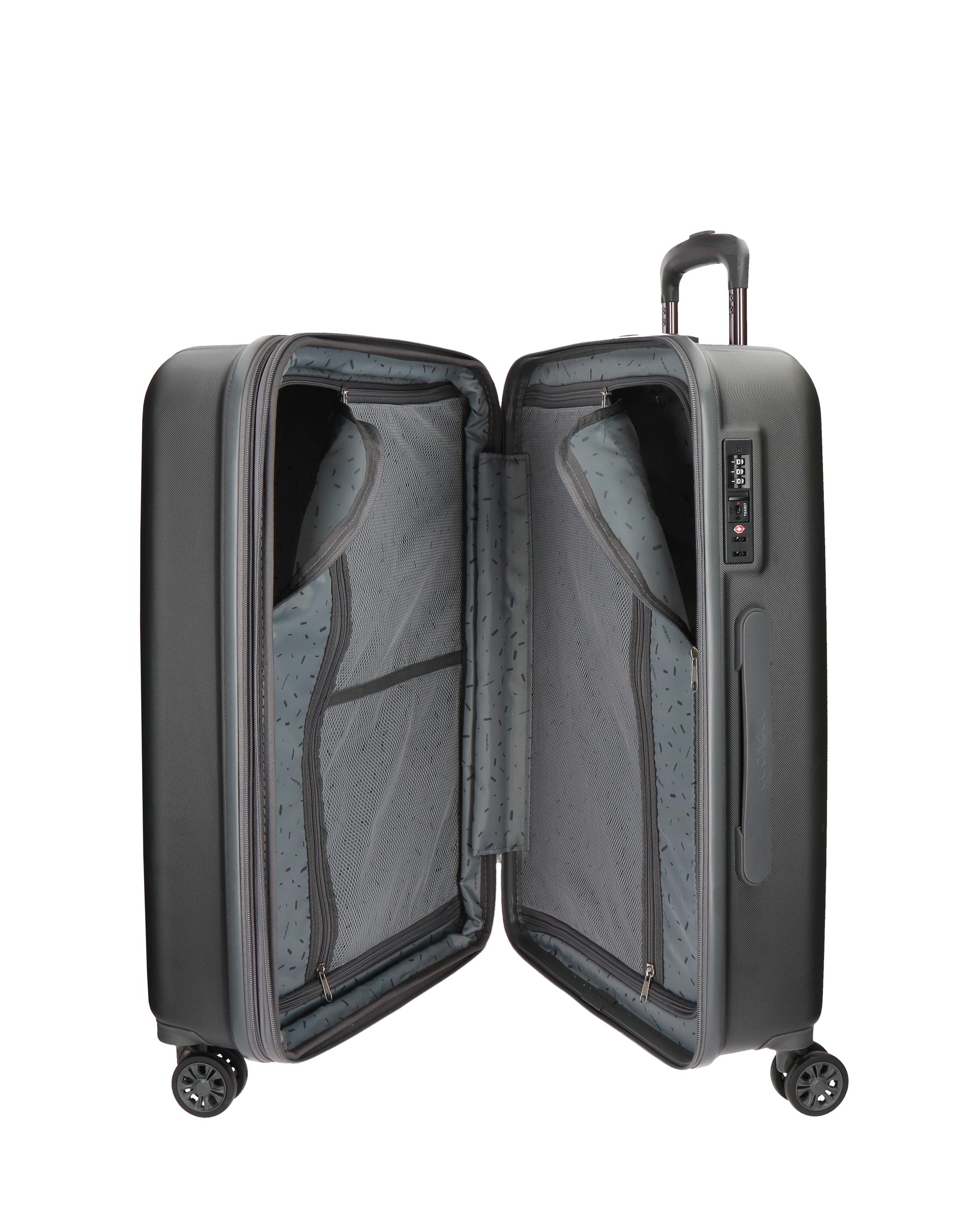 Conjunto de Malas (cabine e Média) Wood Rígidas com Capacidade de 119l Cinzento-escuro-5