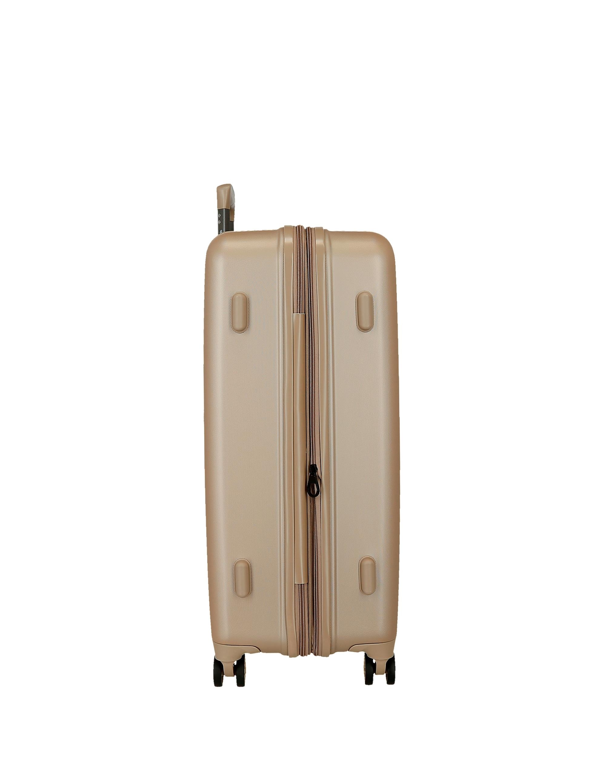 Conjunto de Malas (cabine e Média) Wood Rígidas com Capacidade de 119l Ouro-3