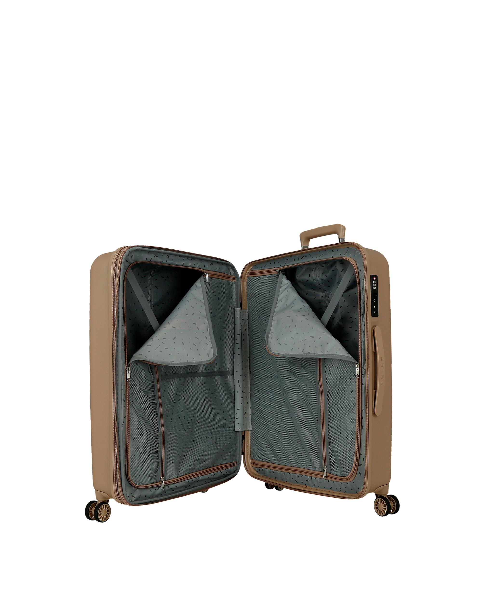 Conjunto de Malas (cabine e Média) Wood Rígidas com Capacidade de 119l Ouro-4