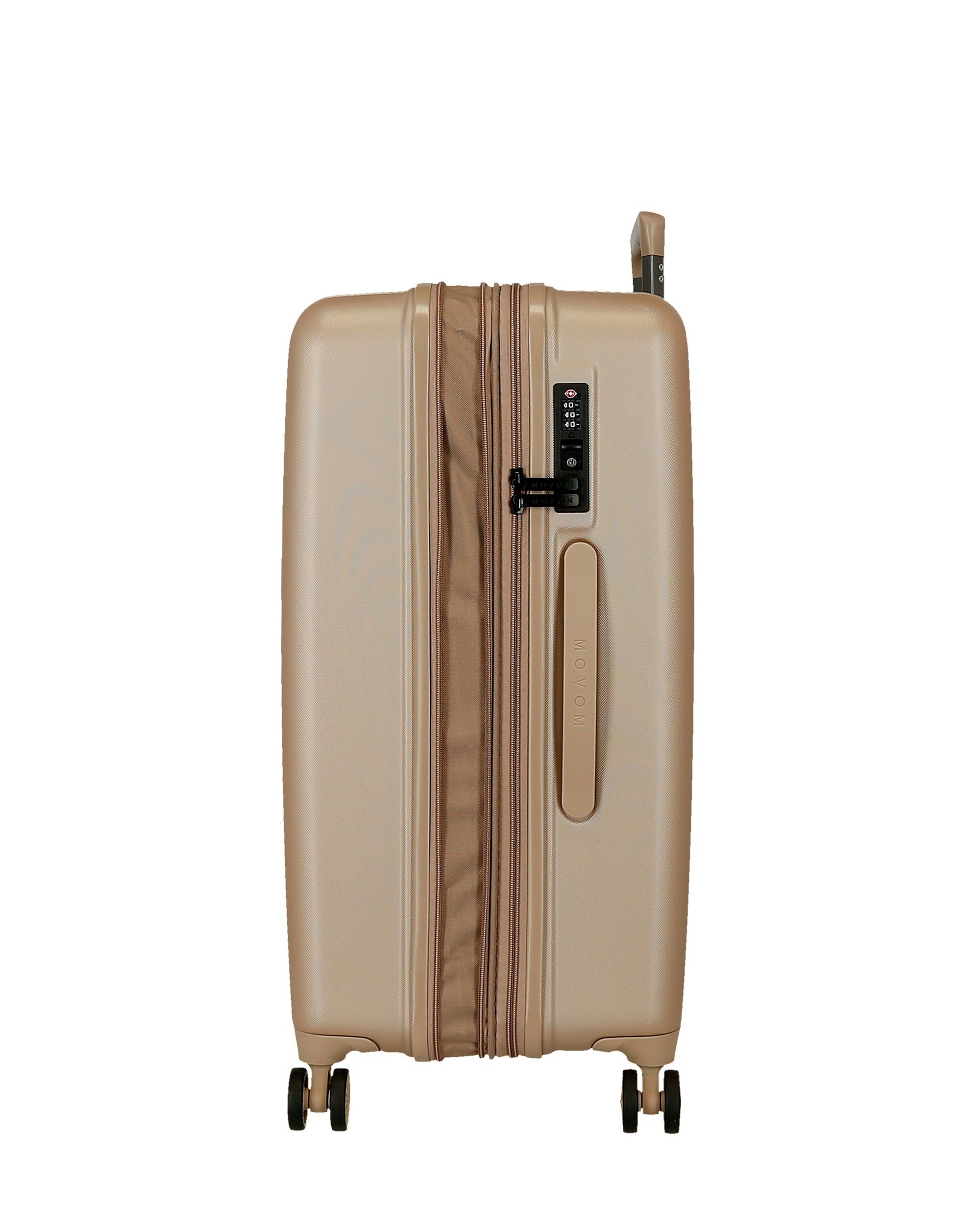 Conjunto de Malas (cabine e Média) Wood Rígidas com Capacidade de 119l em Champagne Ouro-6