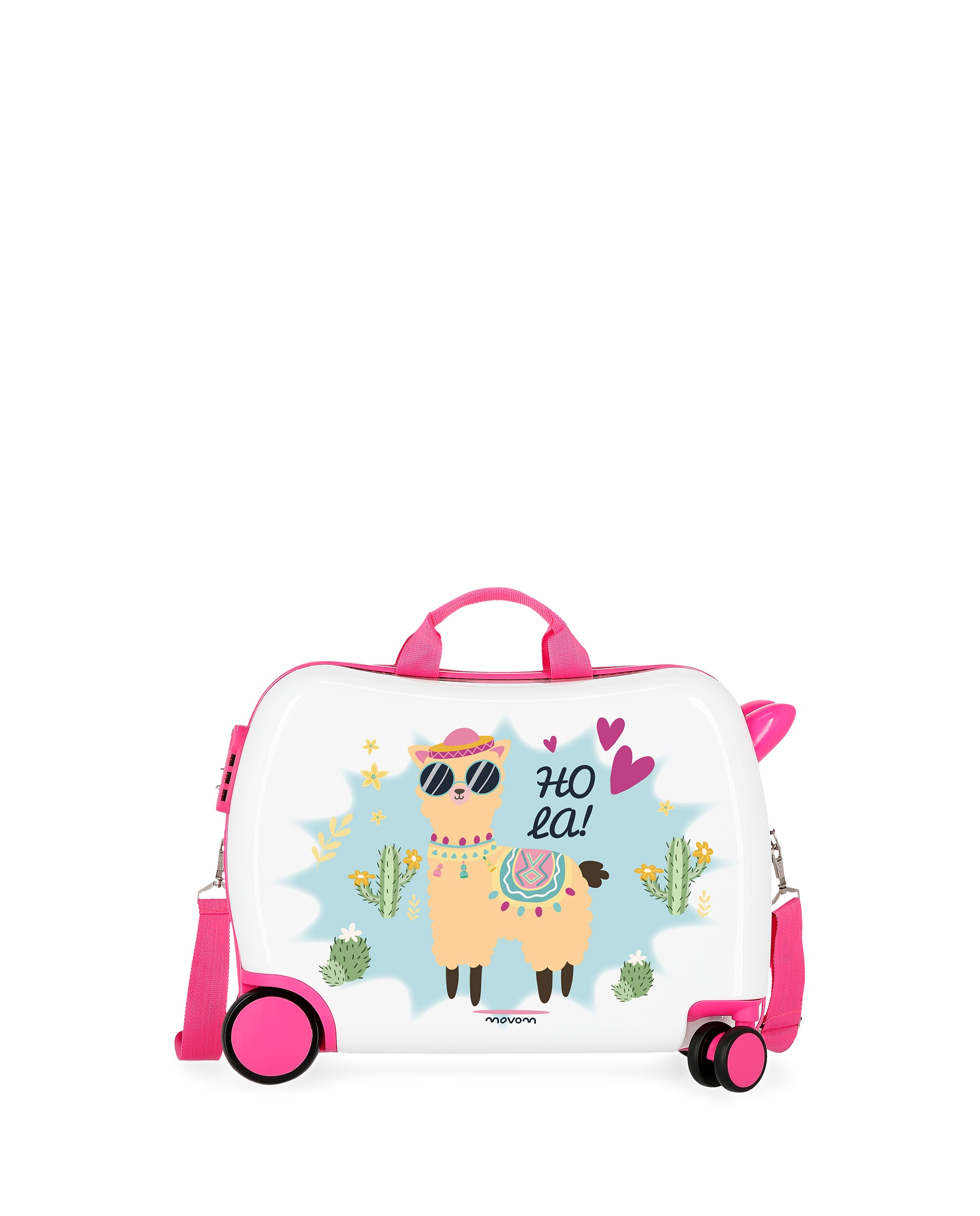 Mala de Cabine 2 Rodas Multidirecionais Movom Hola Llama Rígida com Capacidade de 34l Rosa / Branco-1