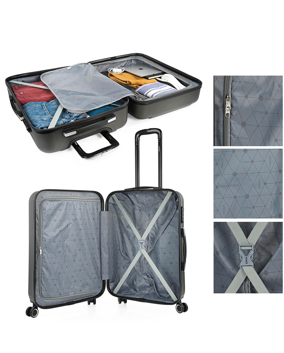 Conjunto de Malas (média e Grande) Tiber Rígidas com Capacidade 102 L Cinzento-escuro-3