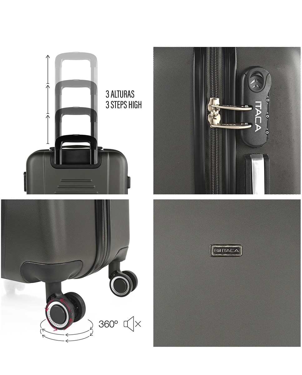 Conjunto de Malas (média e Grande) Tiber Rígidas com Capacidade 102 L Cinzento-escuro-4