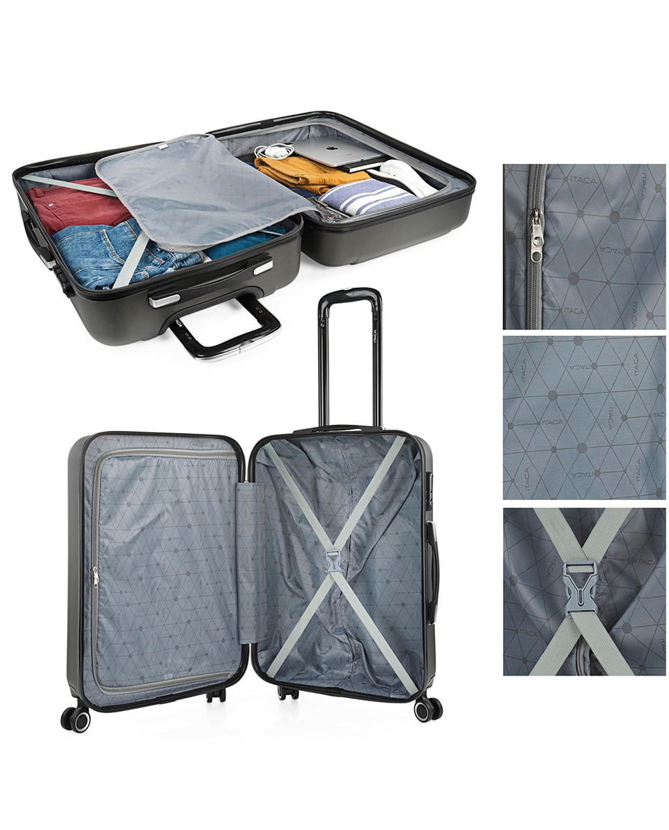 Conjunto de Malas (cabine e Média) Tiber Rígidas com Capacidade 68l Cinzento-escuro-3
