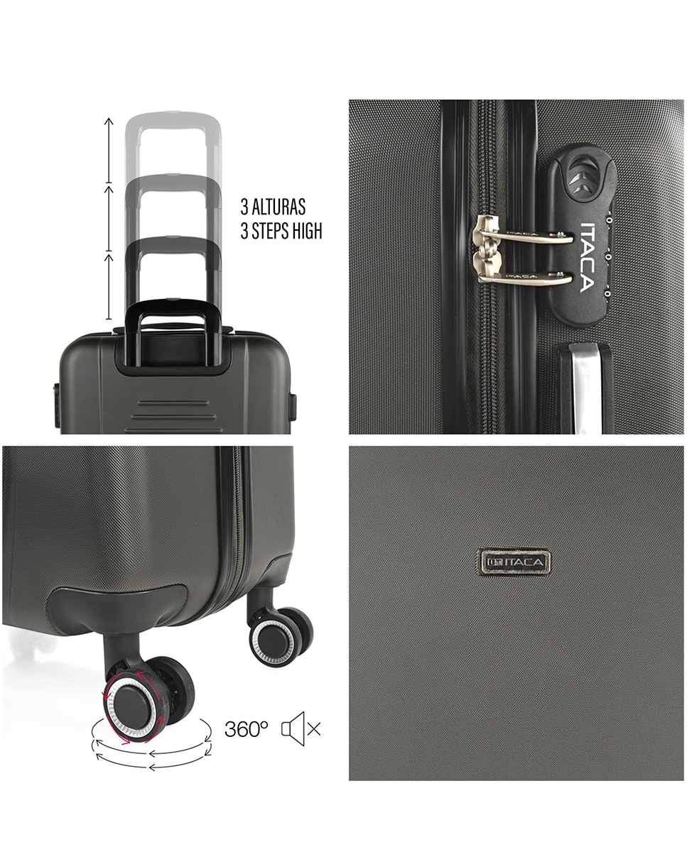 Conjunto de Malas (cabine e Média) Tiber Rígidas com Capacidade 68l Cinzento-escuro-4