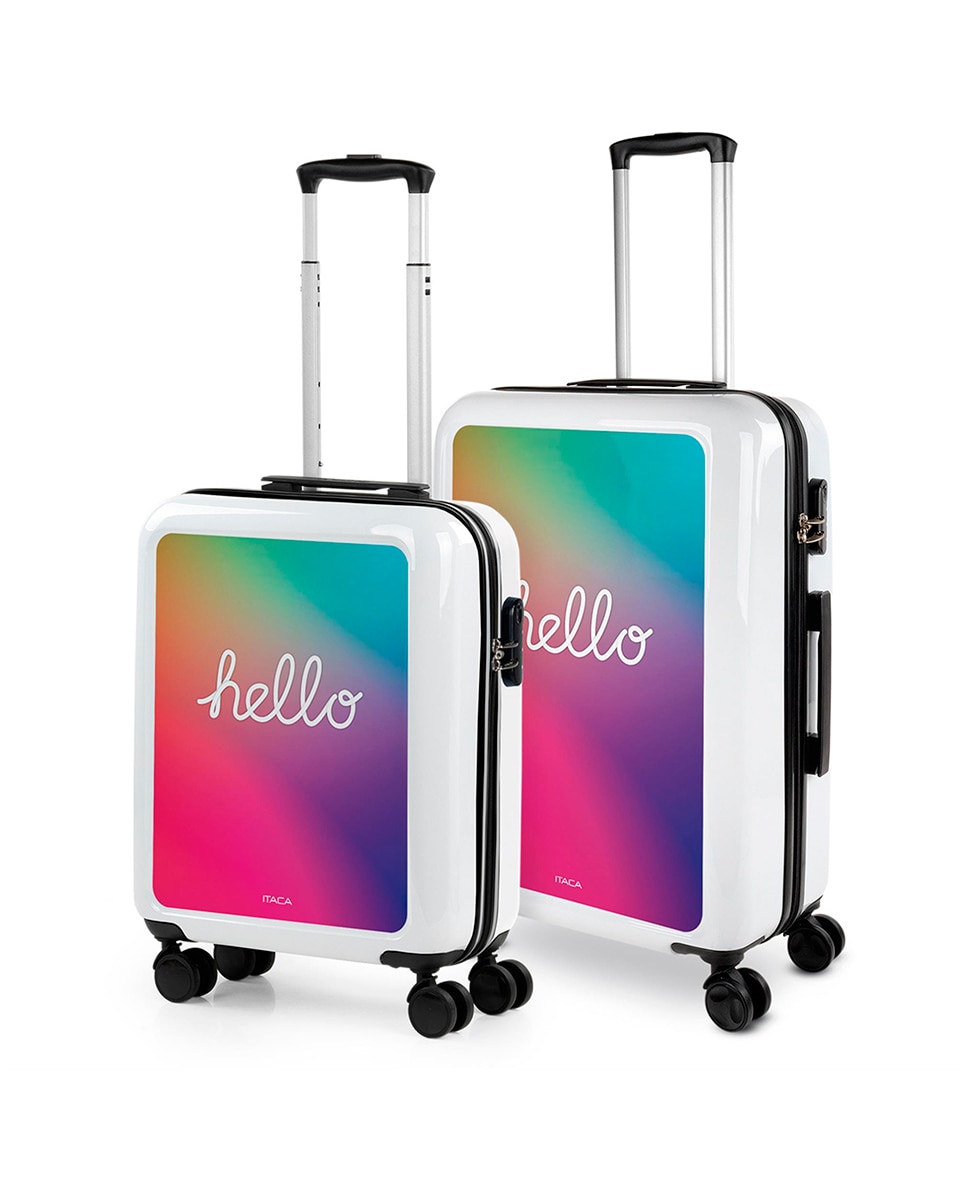 Imagem 0 de Conjunto de Malas (cabine e Média) Hello Rígidas com Capacidade 66 L