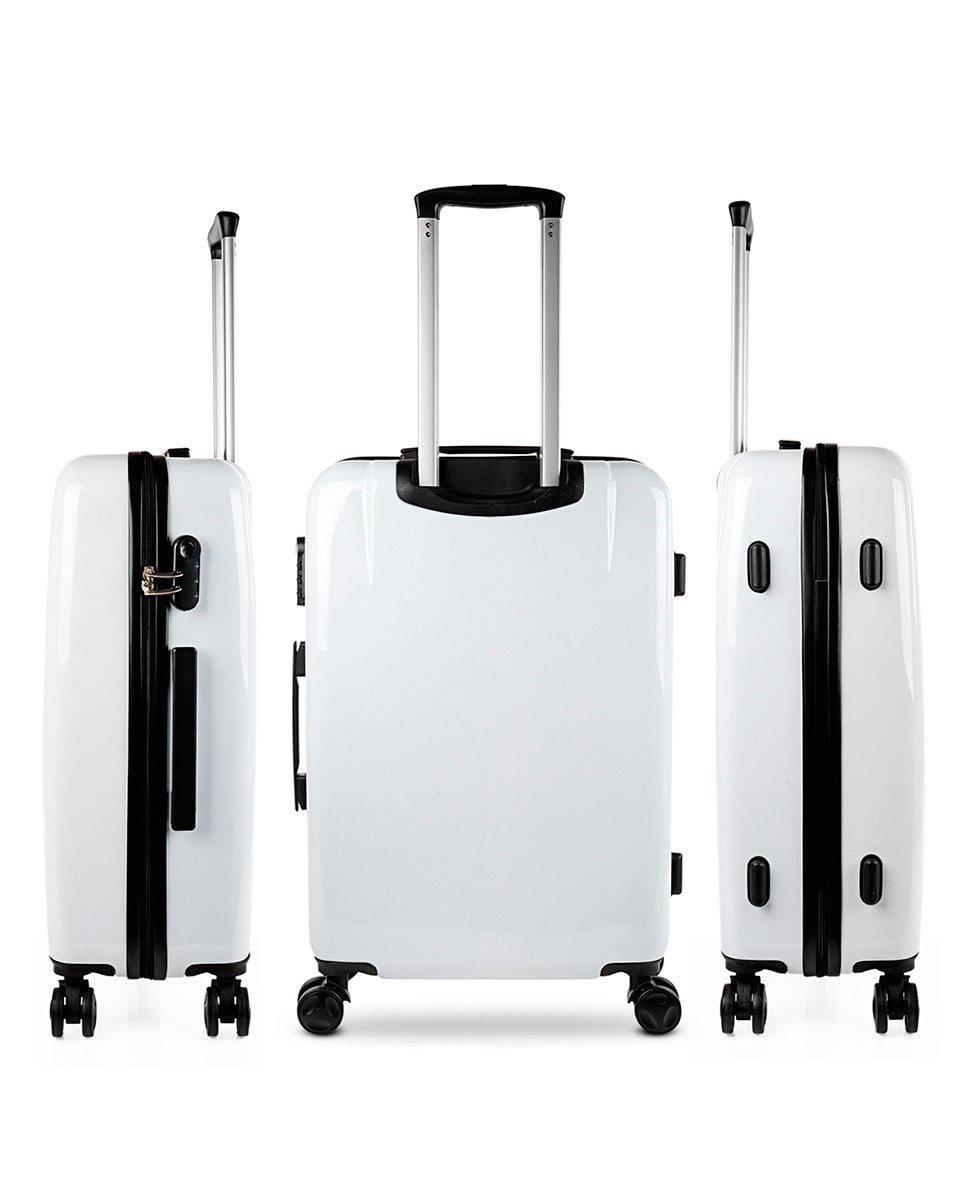 Conjunto de Malas (cabine e Média) Hello Rígidas com Capacidade 66 L Branco-2