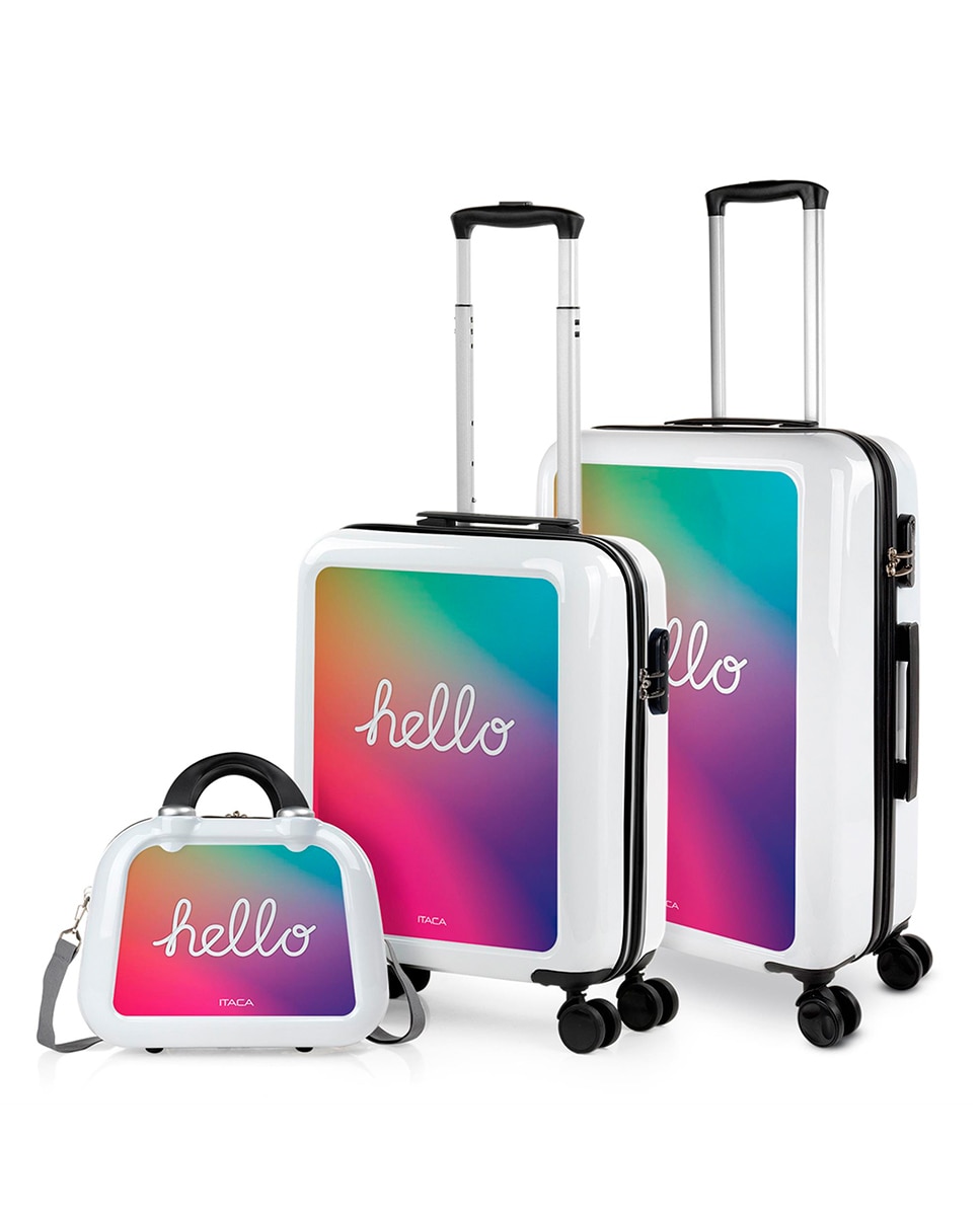 Imagem 0 de Conjunto de Malas (cabine, Média e Necessaire) Hello Rígidas com Capacidade 66 L