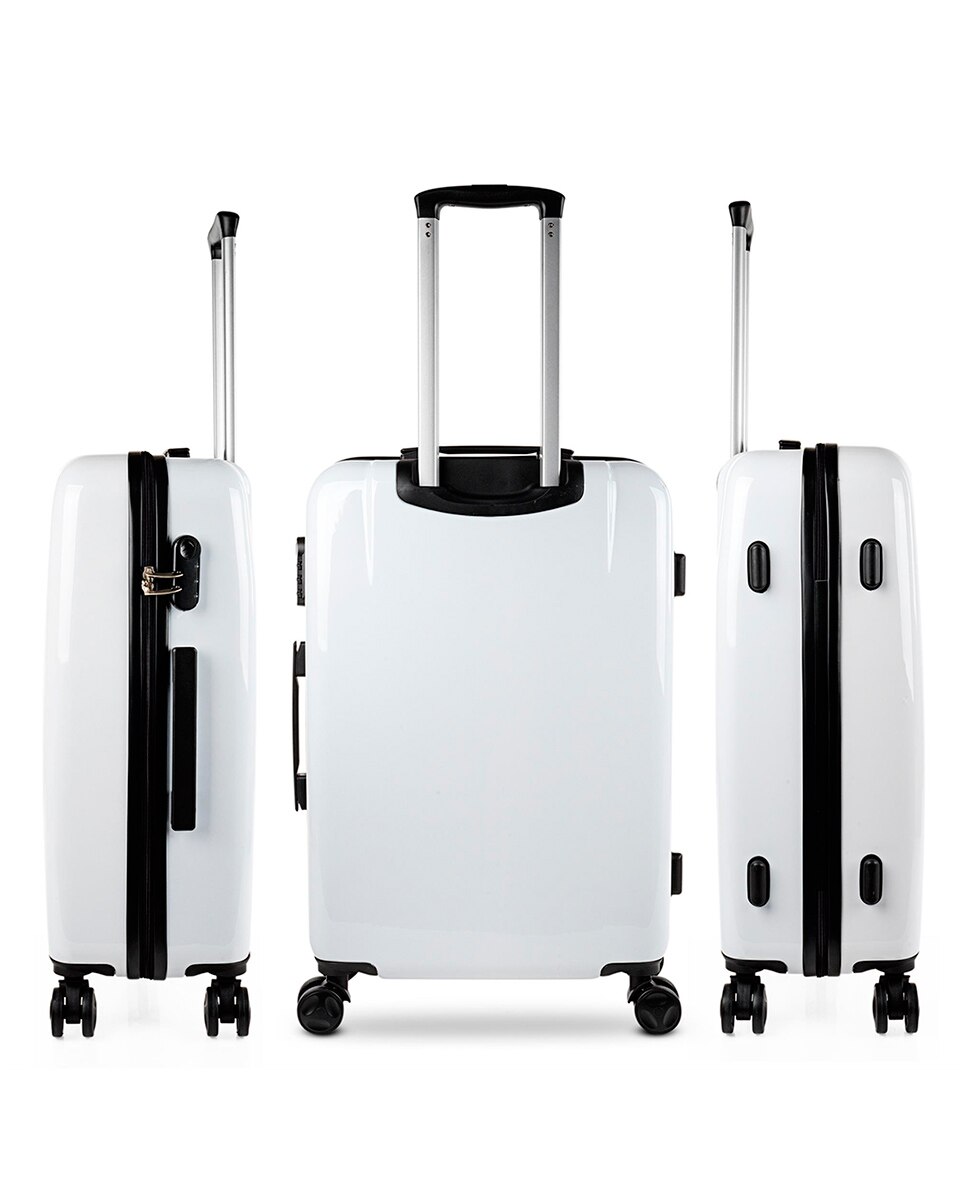 Conjunto de Malas (cabine, Média e Necessaire) Hello Rígidas com Capacidade 66 L Branco-2