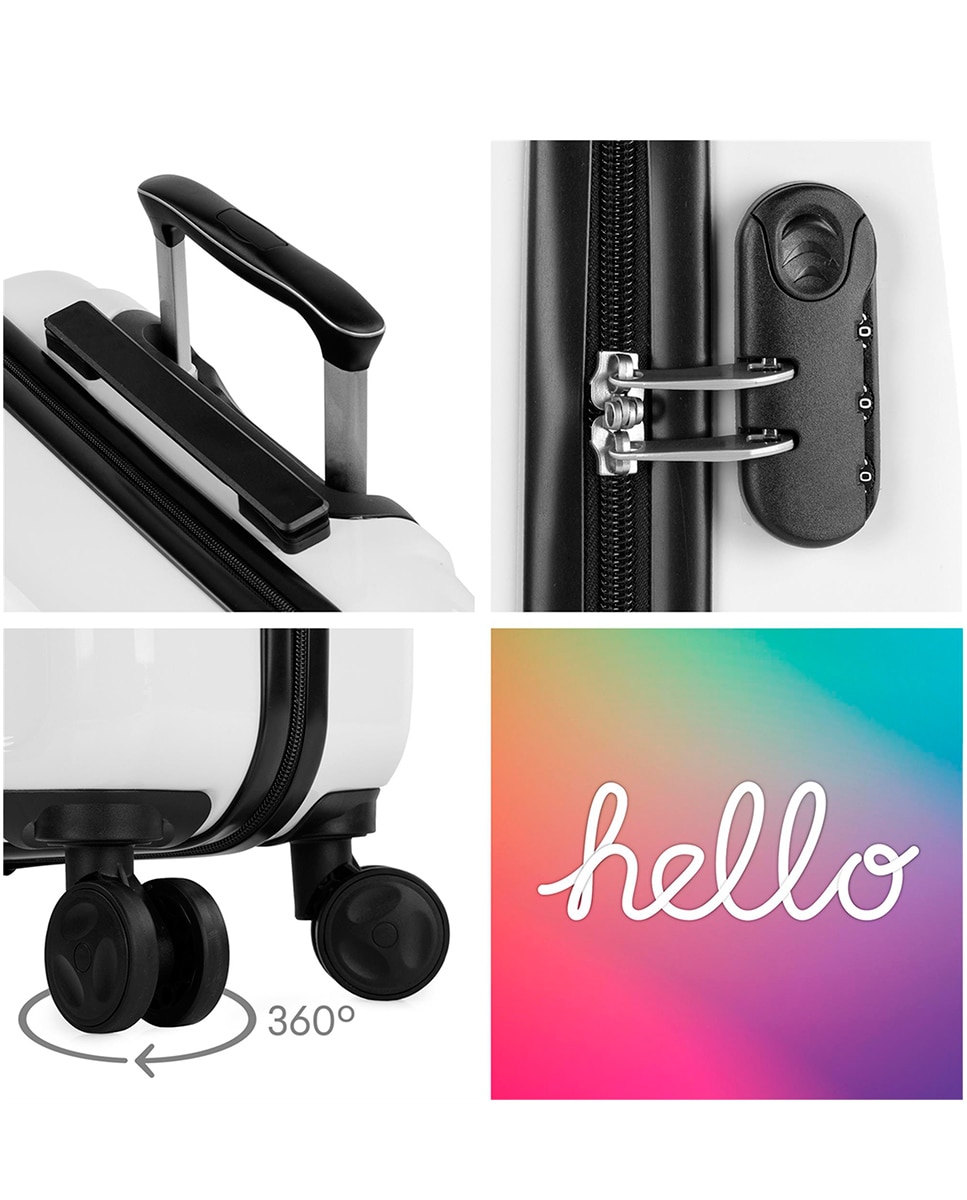 Conjunto de Malas (cabine, Média e Necessaire) Hello Rígidas com Capacidade 66 L Branco-4