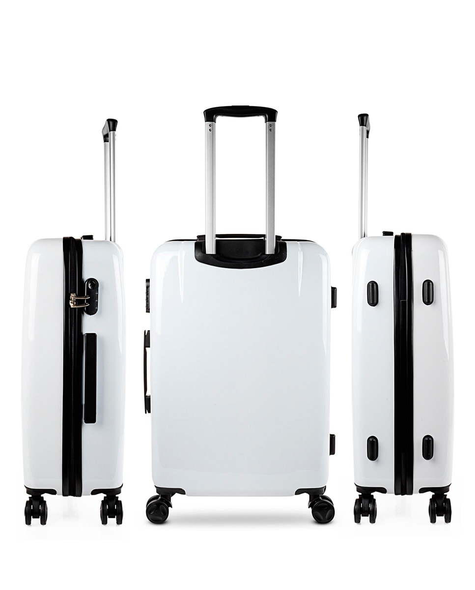 Conjunto de Malas (média e Necessaire) Rígidas Hello com Capacidade de 66l Branco-3