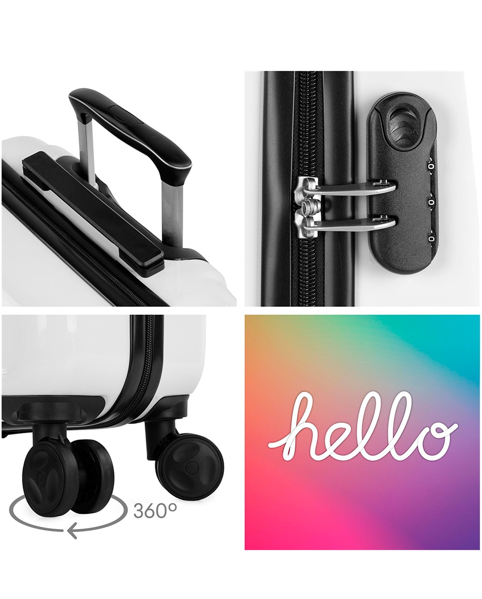 Conjunto de Malas (média e Necessaire) Rígidas Hello com Capacidade de 66l Branco-5