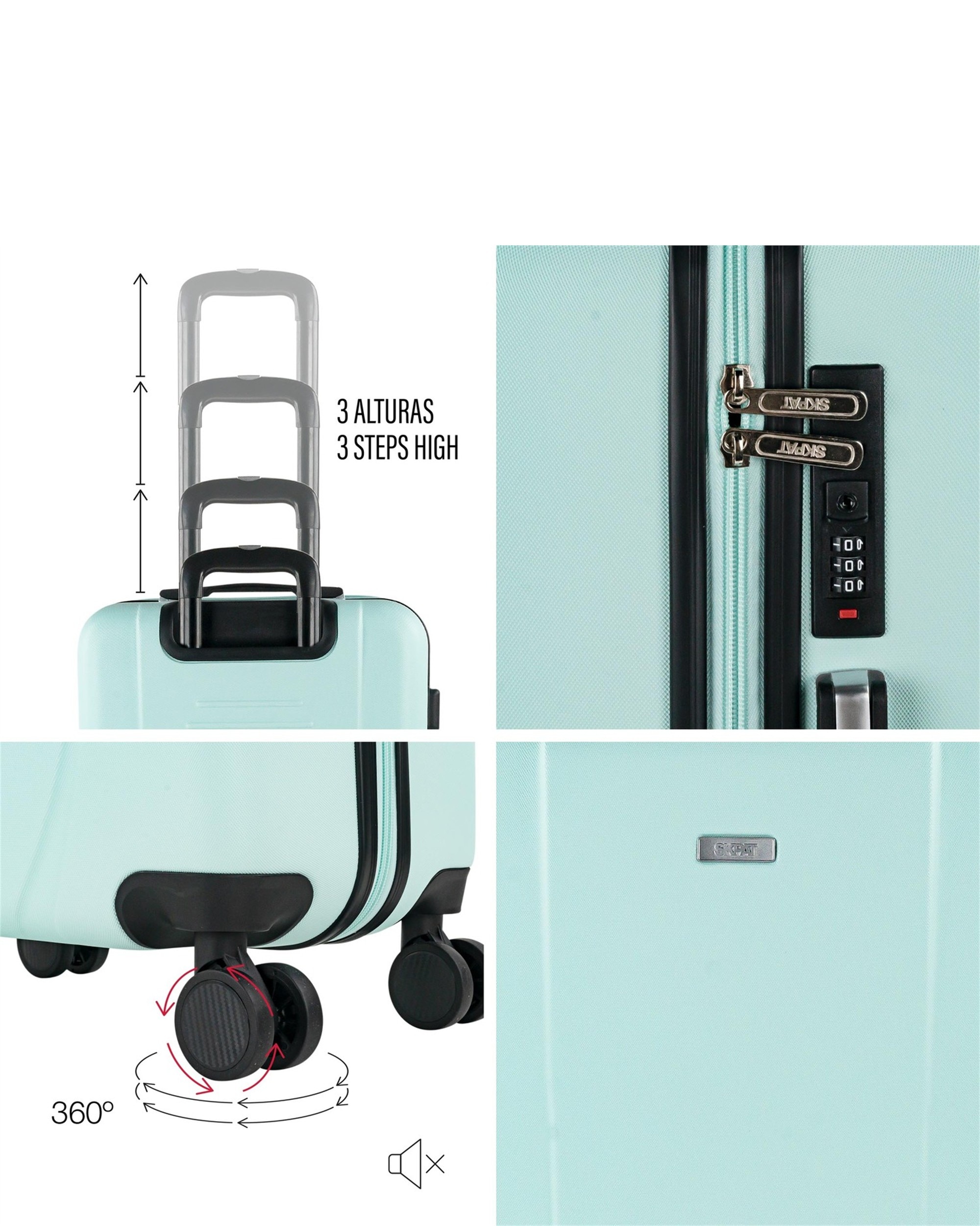 Conjunto de Malas (cabine, Média e Grande) Tiber Rígidas com Capacidade 200 L Verde-3