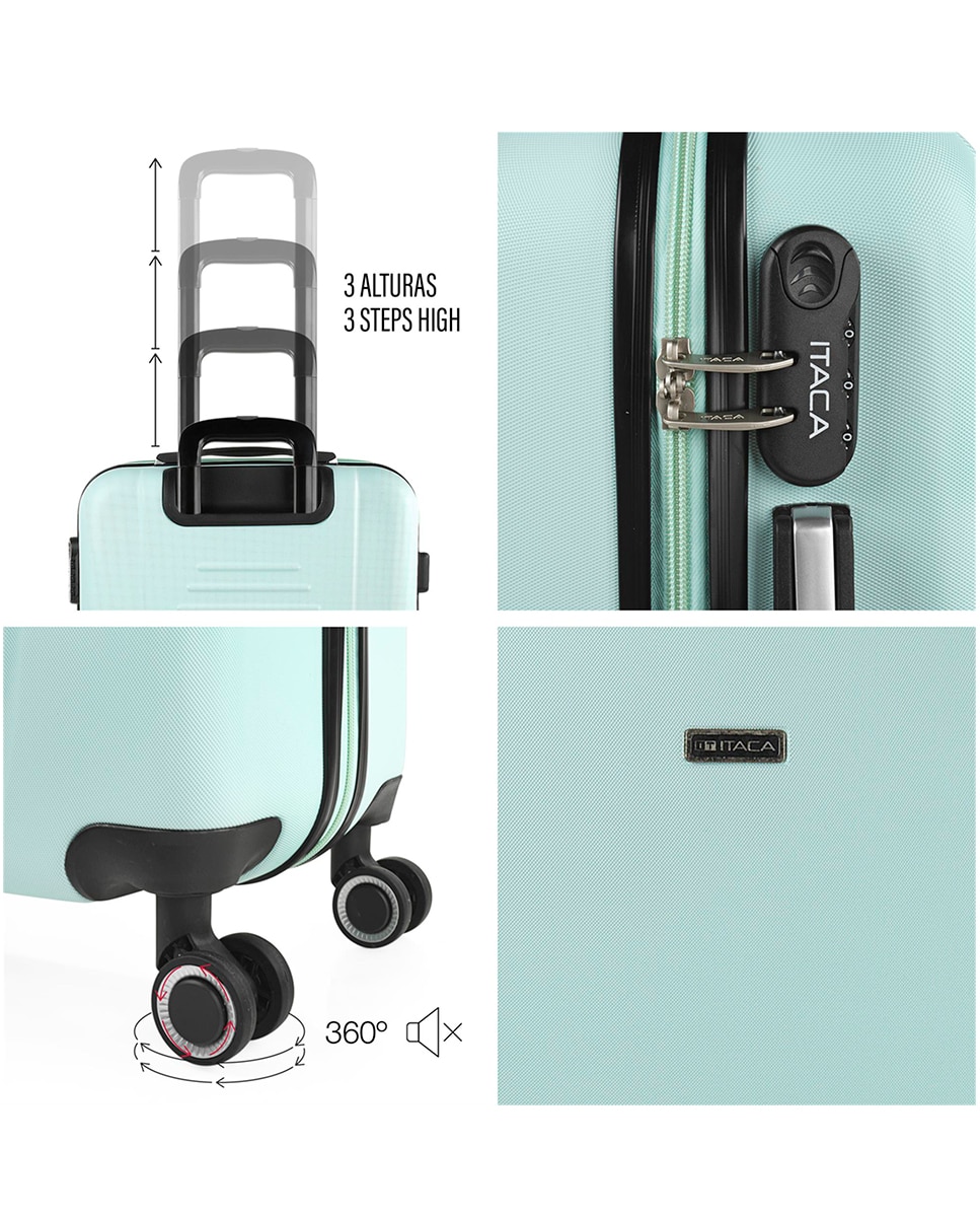 Conjunto de Malas (cabine e Média) Tiber Rígidas com Capacidade 68l Verde-menta-4