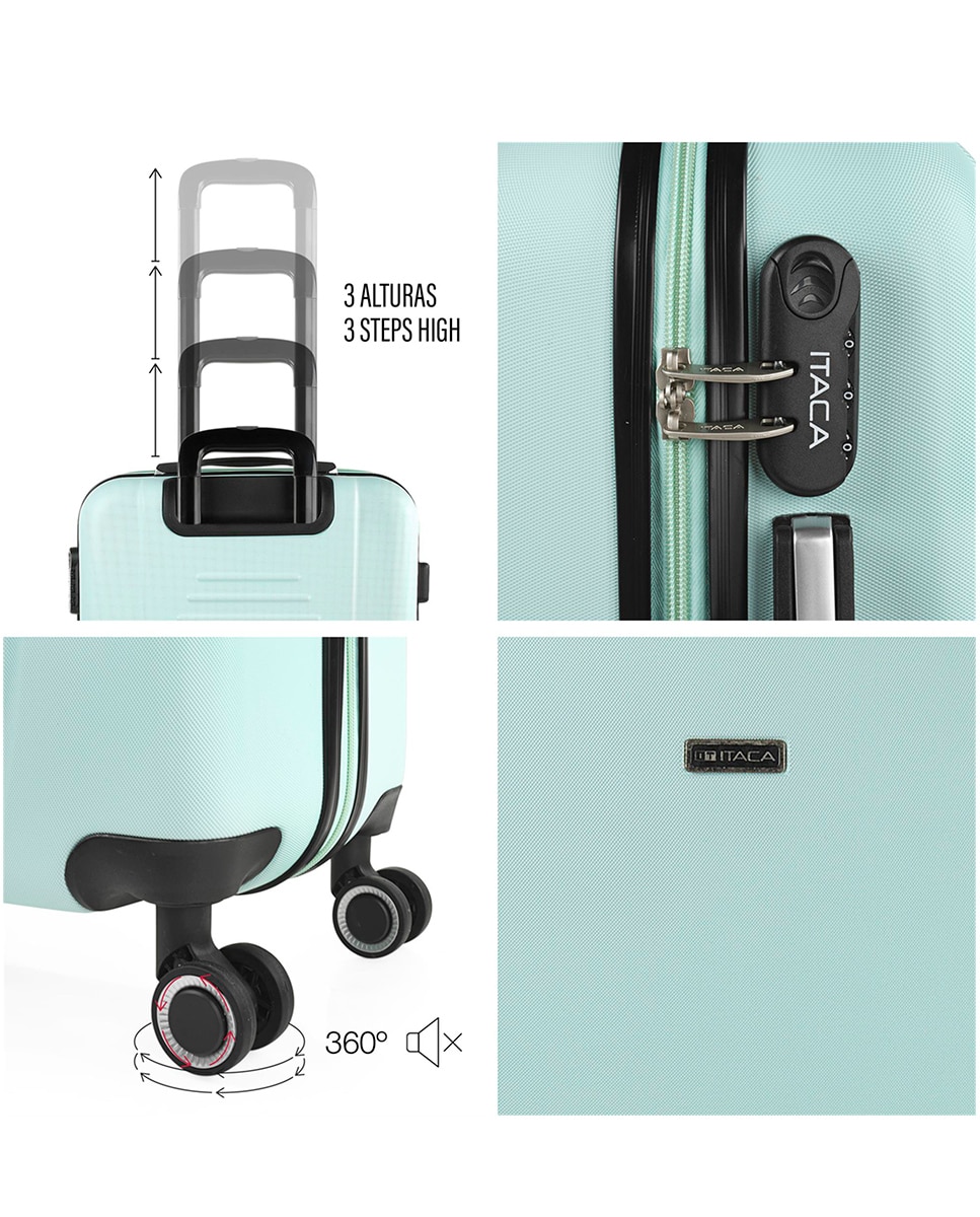 Conjunto de Malas (cabine e Grande) Tiber Rígidas com Capacidade 102l Celeste-4