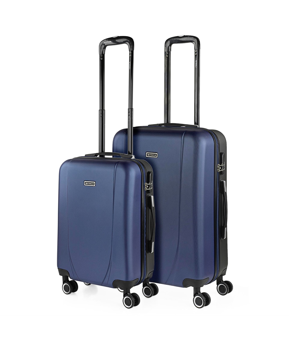 Conjunto de Malas (cabine e Média) Tiber Rígidas com Capacidade 68l Azul-marinho-1