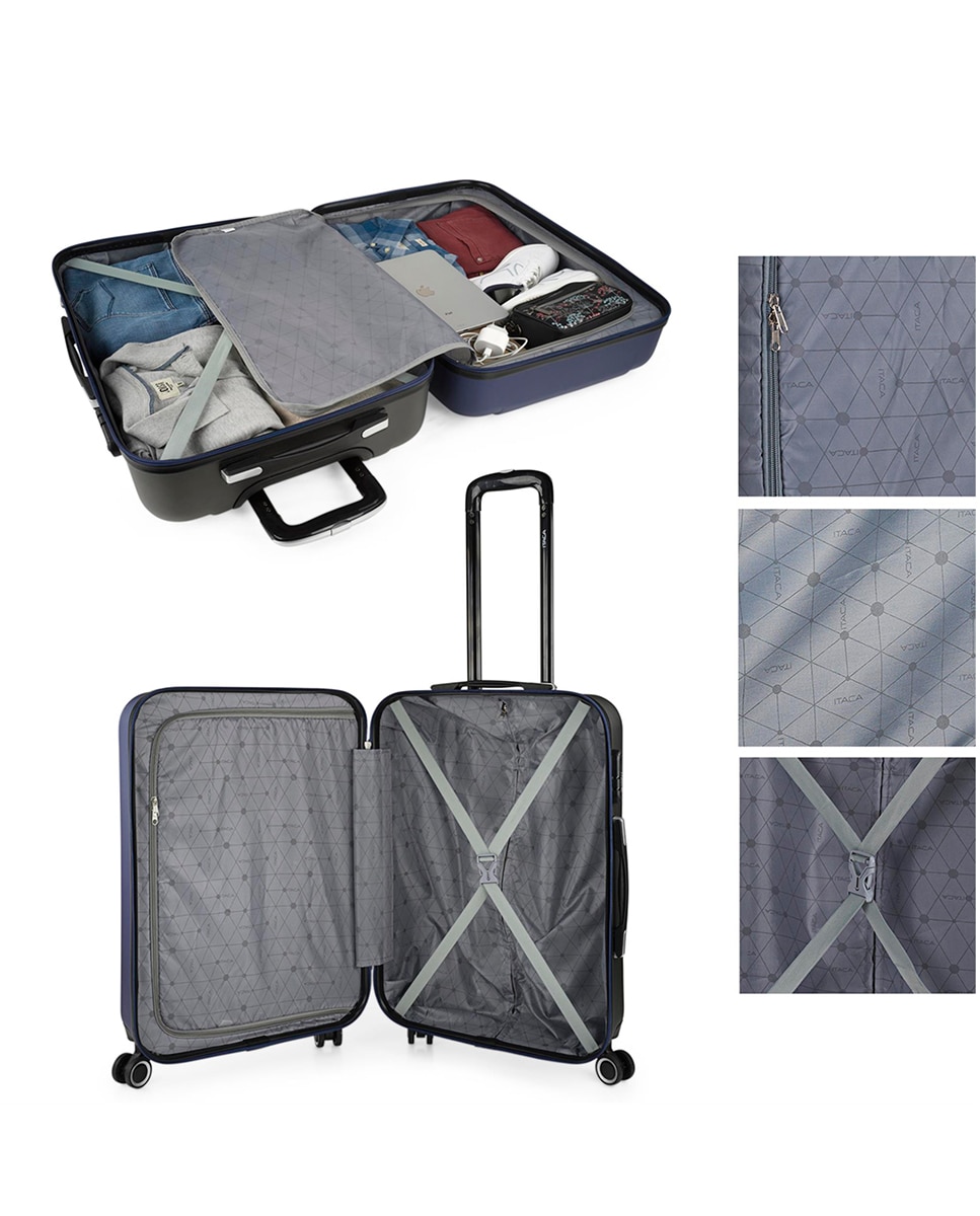 Conjunto de Malas (média e Grande) Tiber Rígidas com Capacidade 102 L Azul-marinho-3