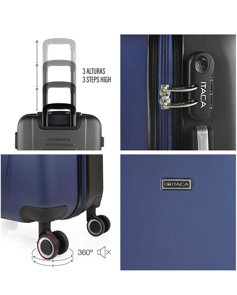 Conjunto de Malas (média e Grande) Tiber Rígidas com Capacidade 102 L Azul-marinho-4