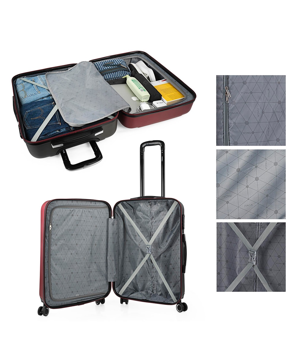 Conjunto de Malas (cabine e Grande) Tiber Rígidas com Capacidade 102l Bordeaux-3