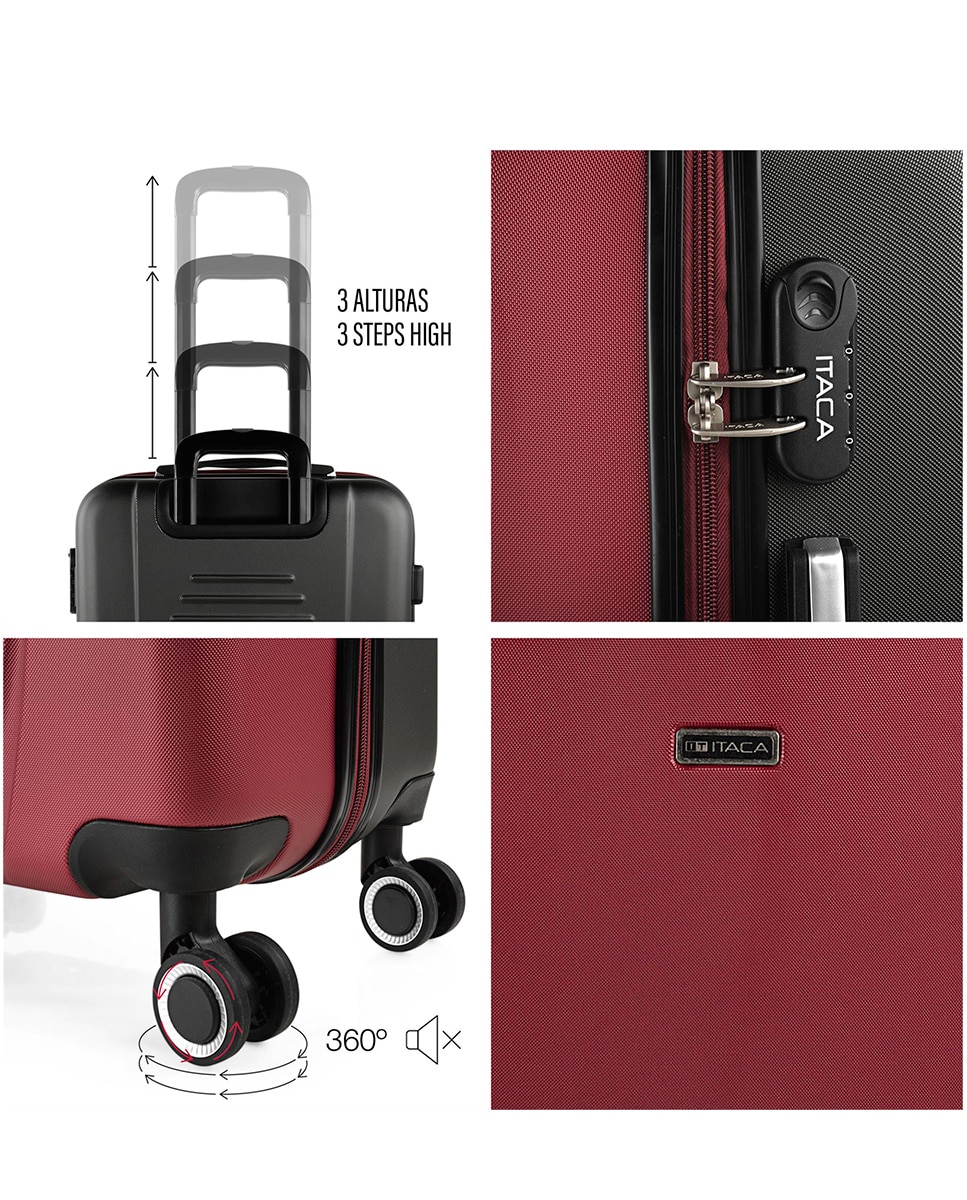 Conjunto de Malas (cabine e Grande) Tiber Rígidas com Capacidade 102l Bordeaux-4