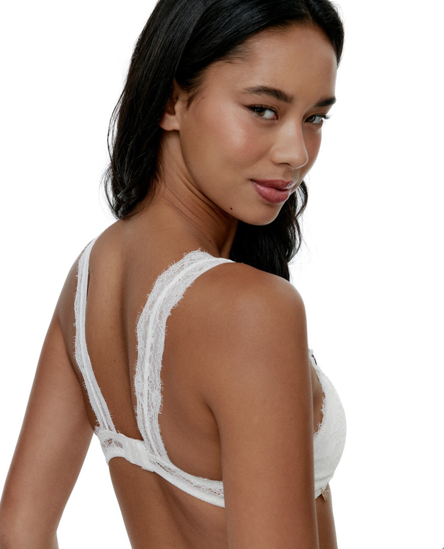 Soutien Bralette Halter de Renda Floral Creme-3