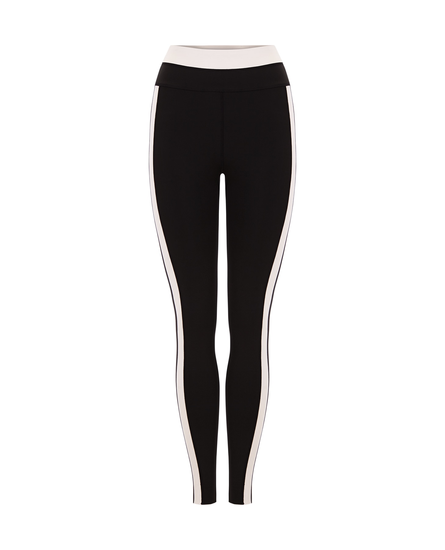 Calças Desportivas de Cintura Alta com Detalhes em Contraste Preto / Branco-6