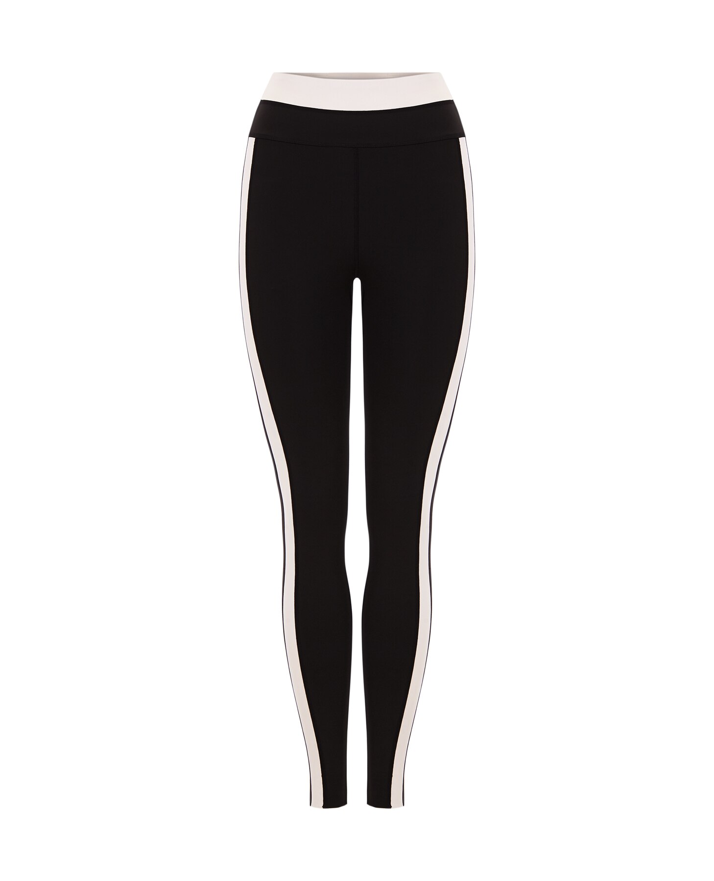 Calças Desportivas de Cintura Alta com Detalhes em Contraste Preto / Branco-8