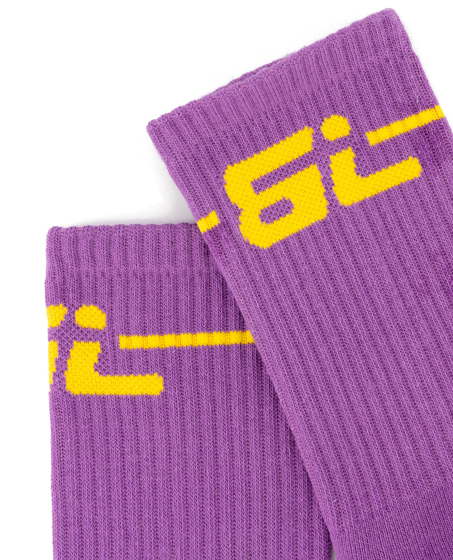 Meias Altas de Algodão Compridas em Lilás e Amarelo Lilás-3