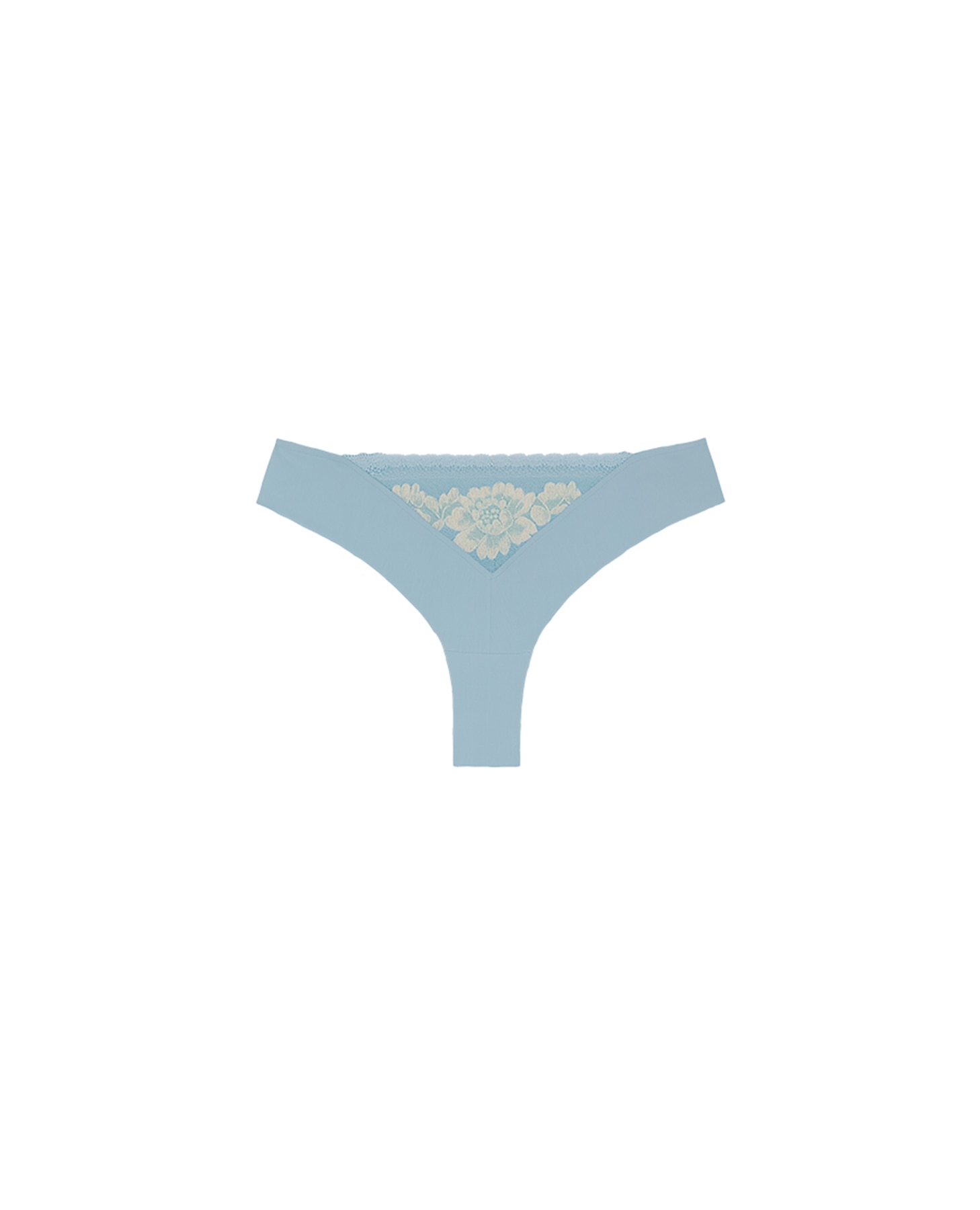 Tanga de Renda Floral e Mesh Azul-claro-7
