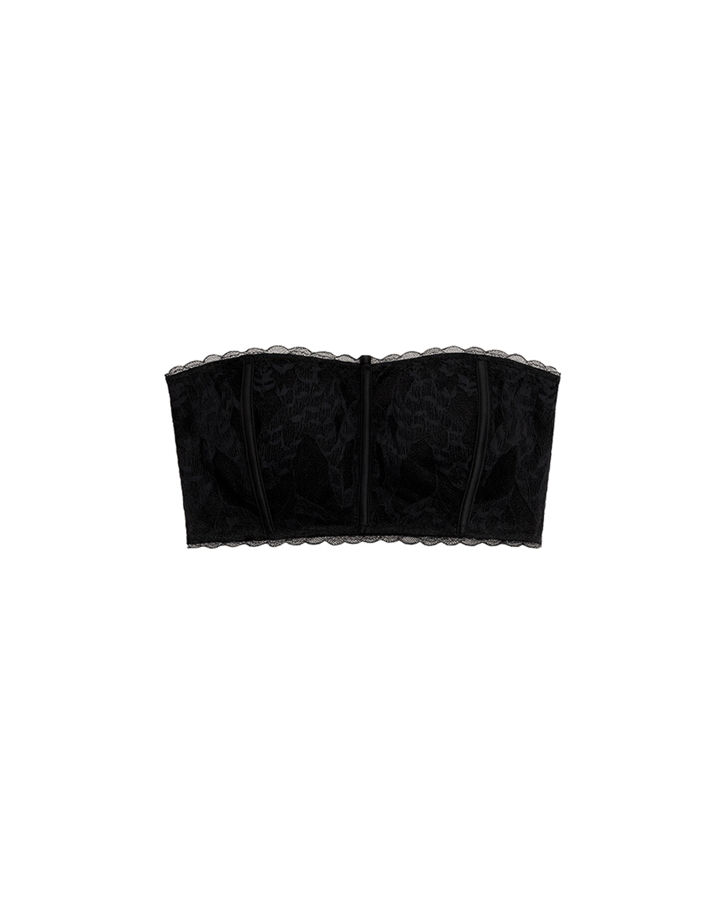 Soutien Bralette Bandeau de Mesh e Renda Preto-8