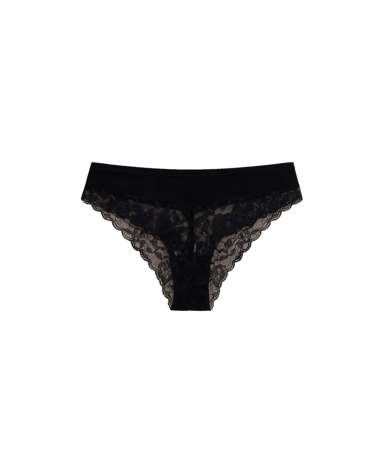 Cueca Brasileira com Design Floral em Mesh e Renda Preto-5