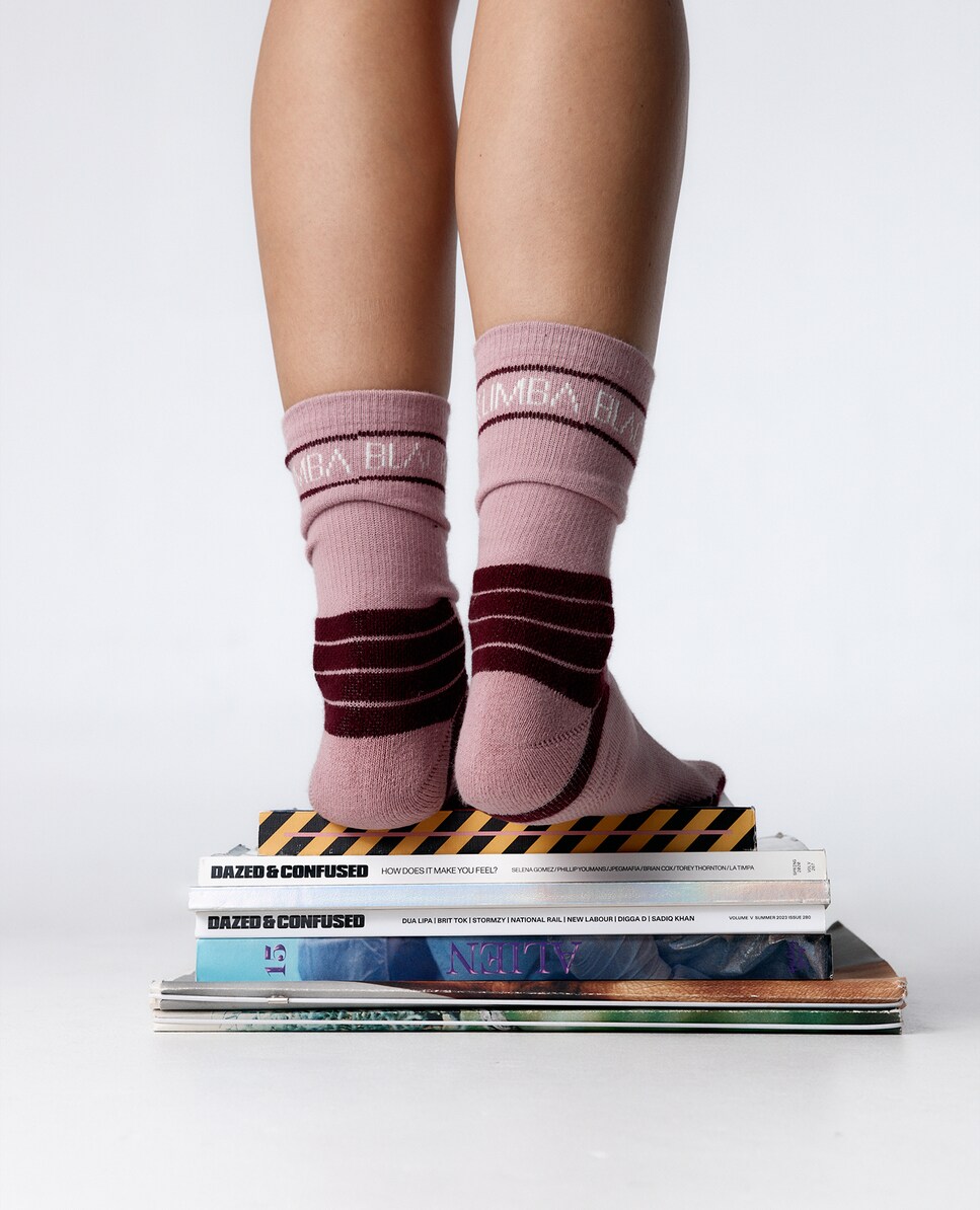 Meias de Algodão Elástico Rosa Rosa-3