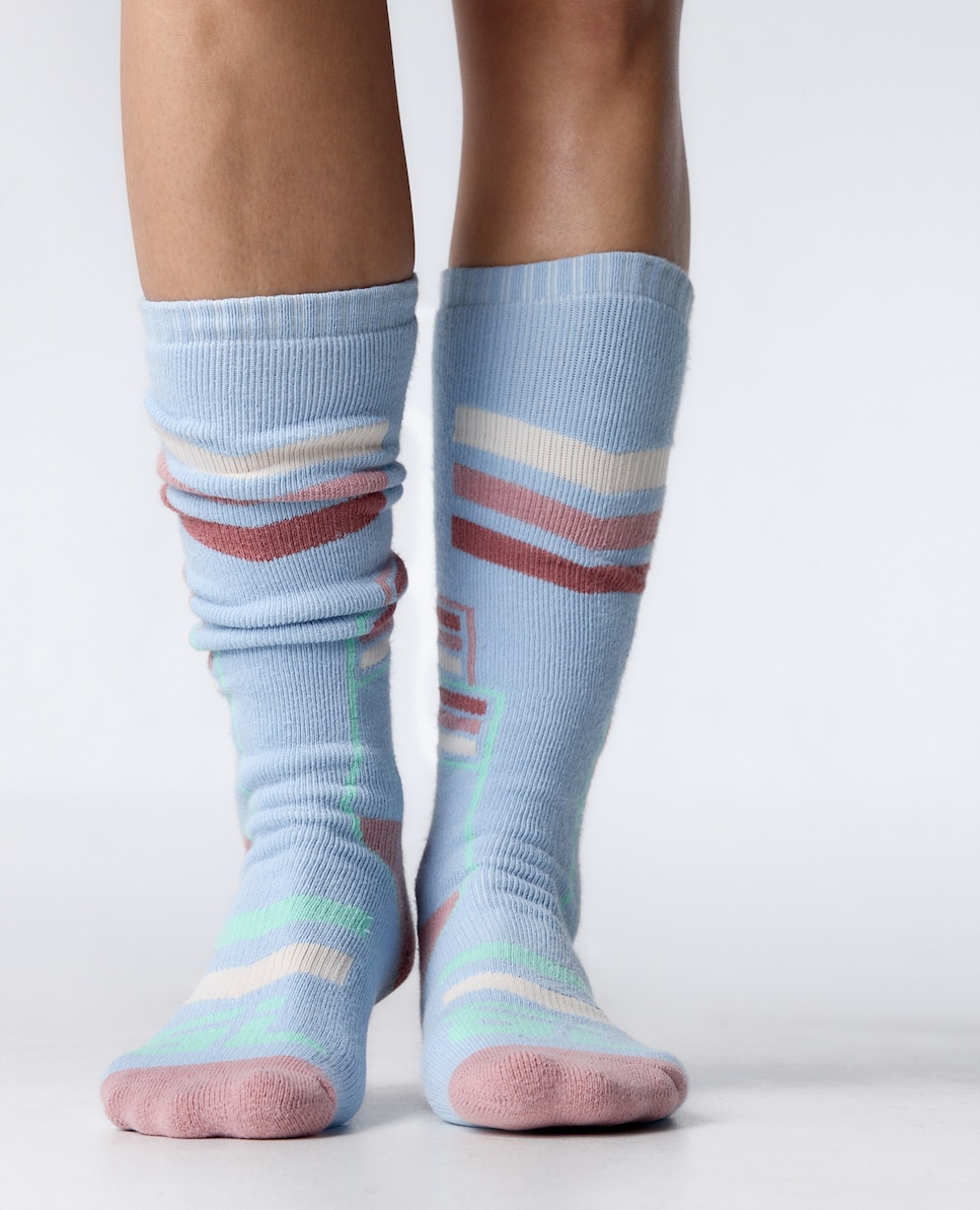 Meias de Algodão Azul Extra Compridas Azul-2