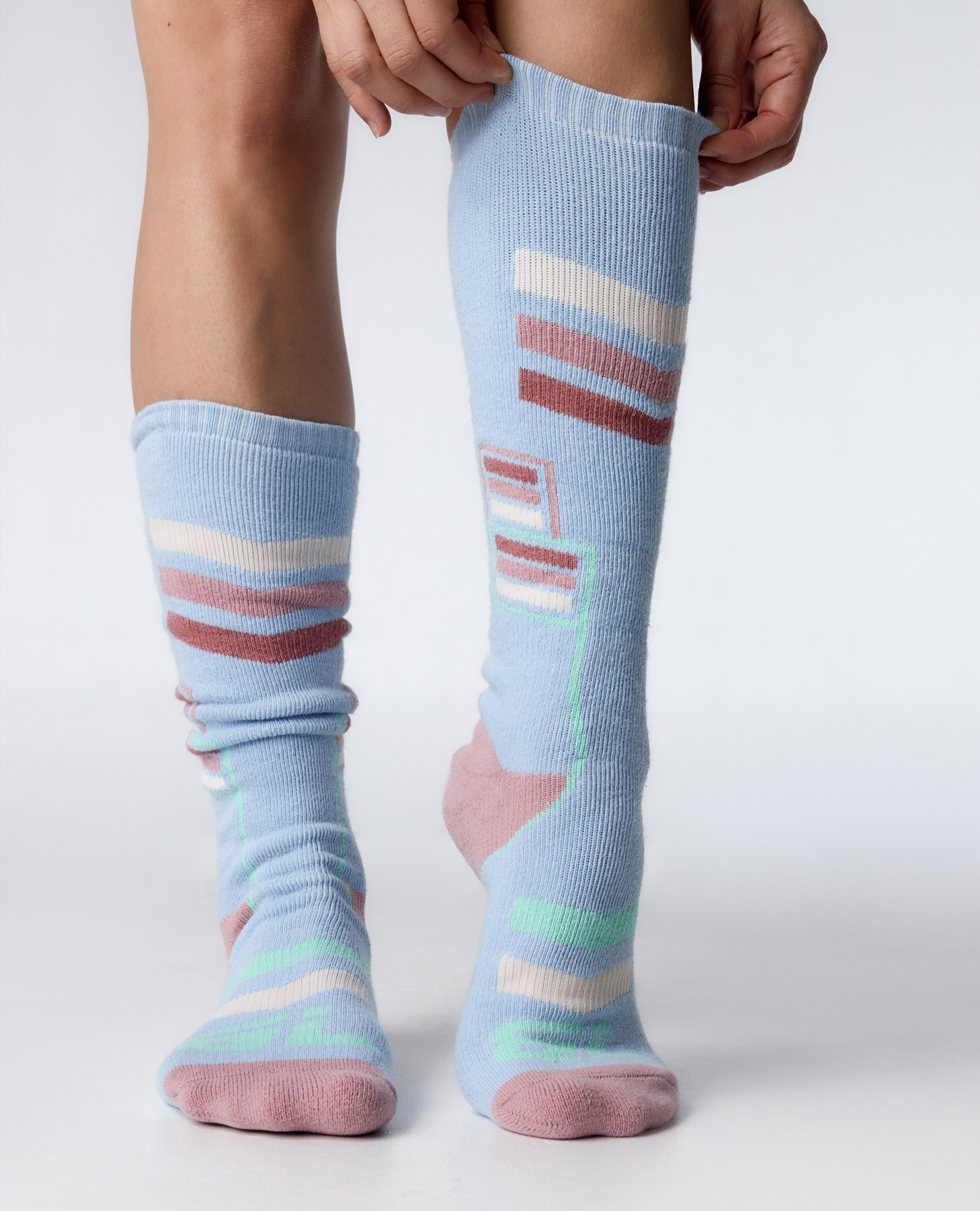 Alto de Algodão Azul Extra Comprido Azul-celeste-3