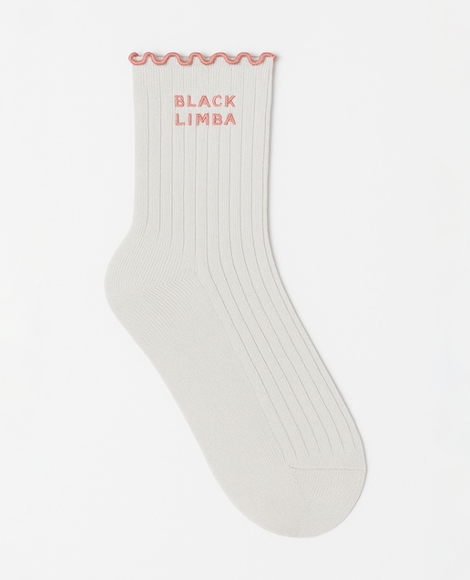 Imagem 0 de Meias de Algodão em Cinzento com Rebordo em Rosa