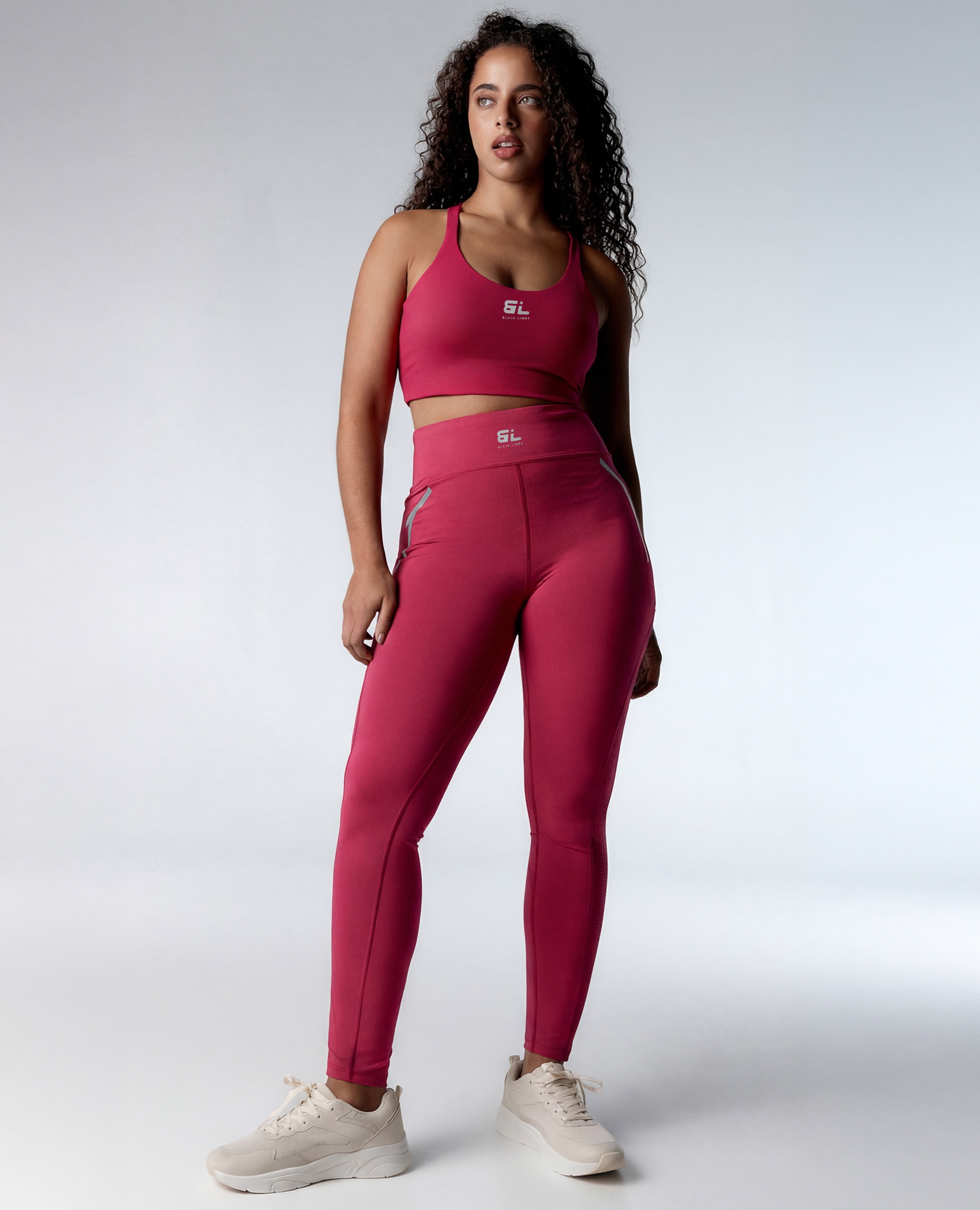 Soutien Desportivo de Sustentação Alta com Detalhes Reflectores Rosa-4