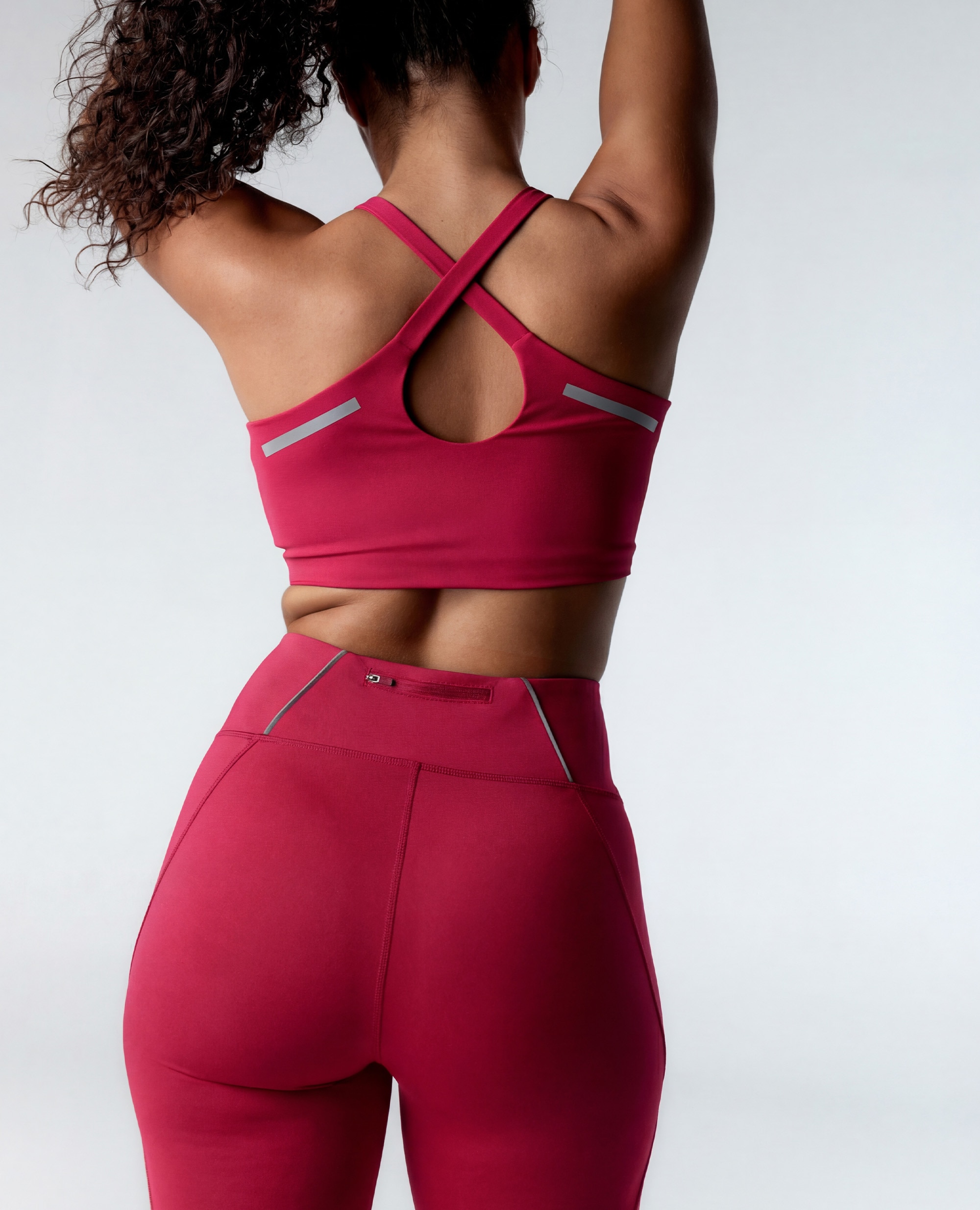 Calças Desportivas de Alta Sustentação com Detalhes Reflectores Rosa-2