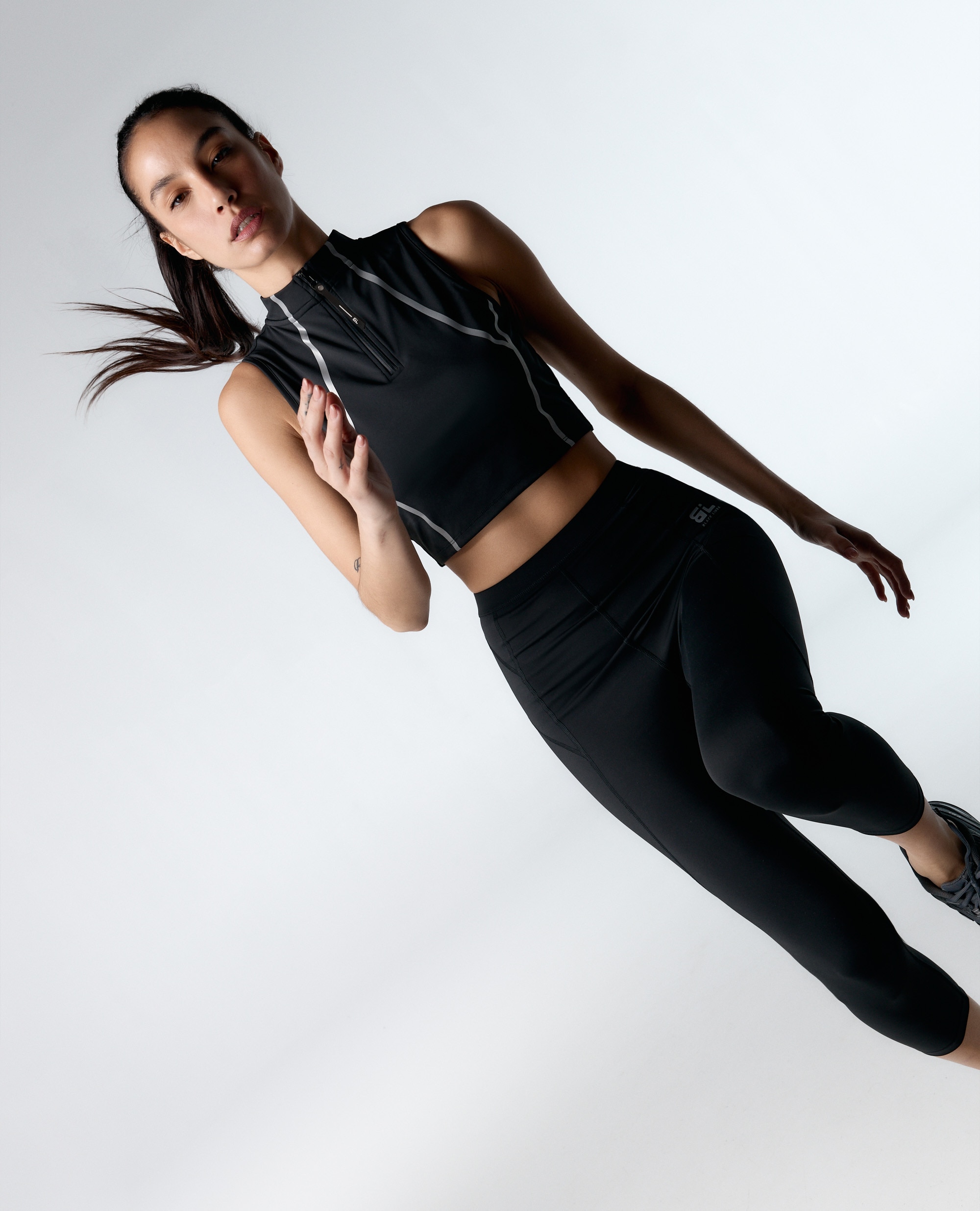 Soutien Desportivo de Sustentação Média com Detalhes Reflectores Preto-5
