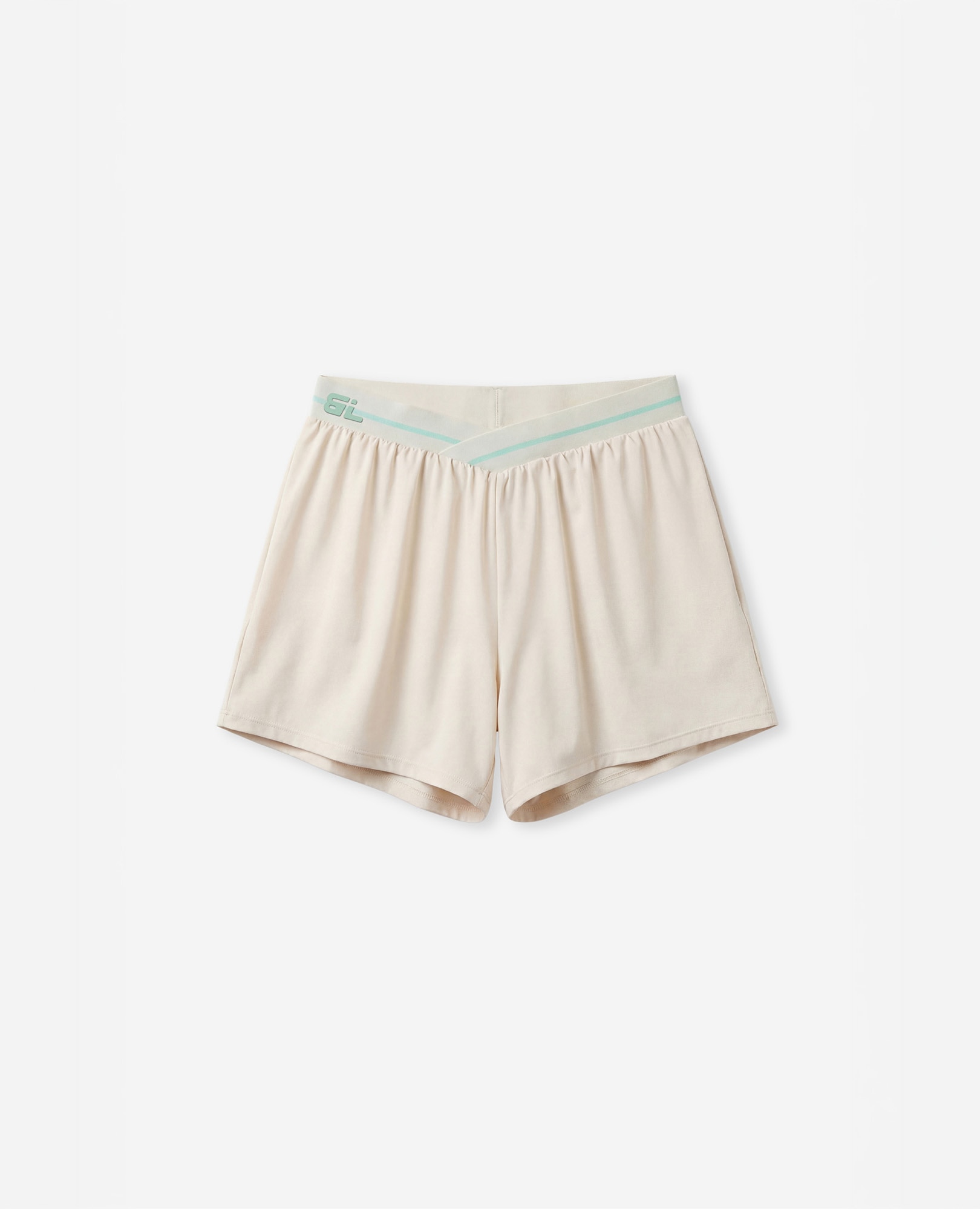 Calções Desportivo Fluido de Sustentação Alta Creme-8
