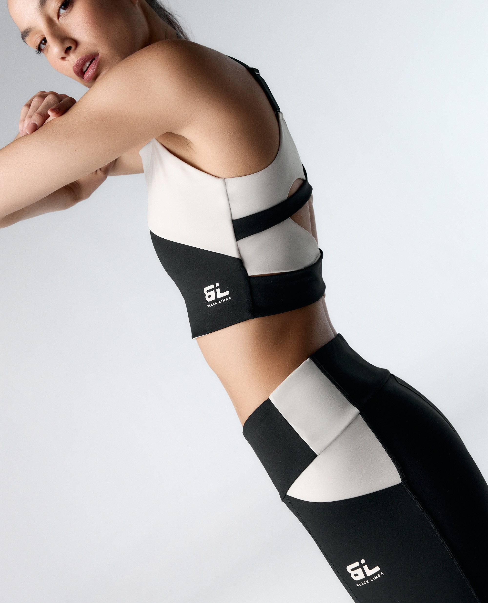 Soutien Desportivo Compressivo de Sustentação Alta Preto / Branco-4