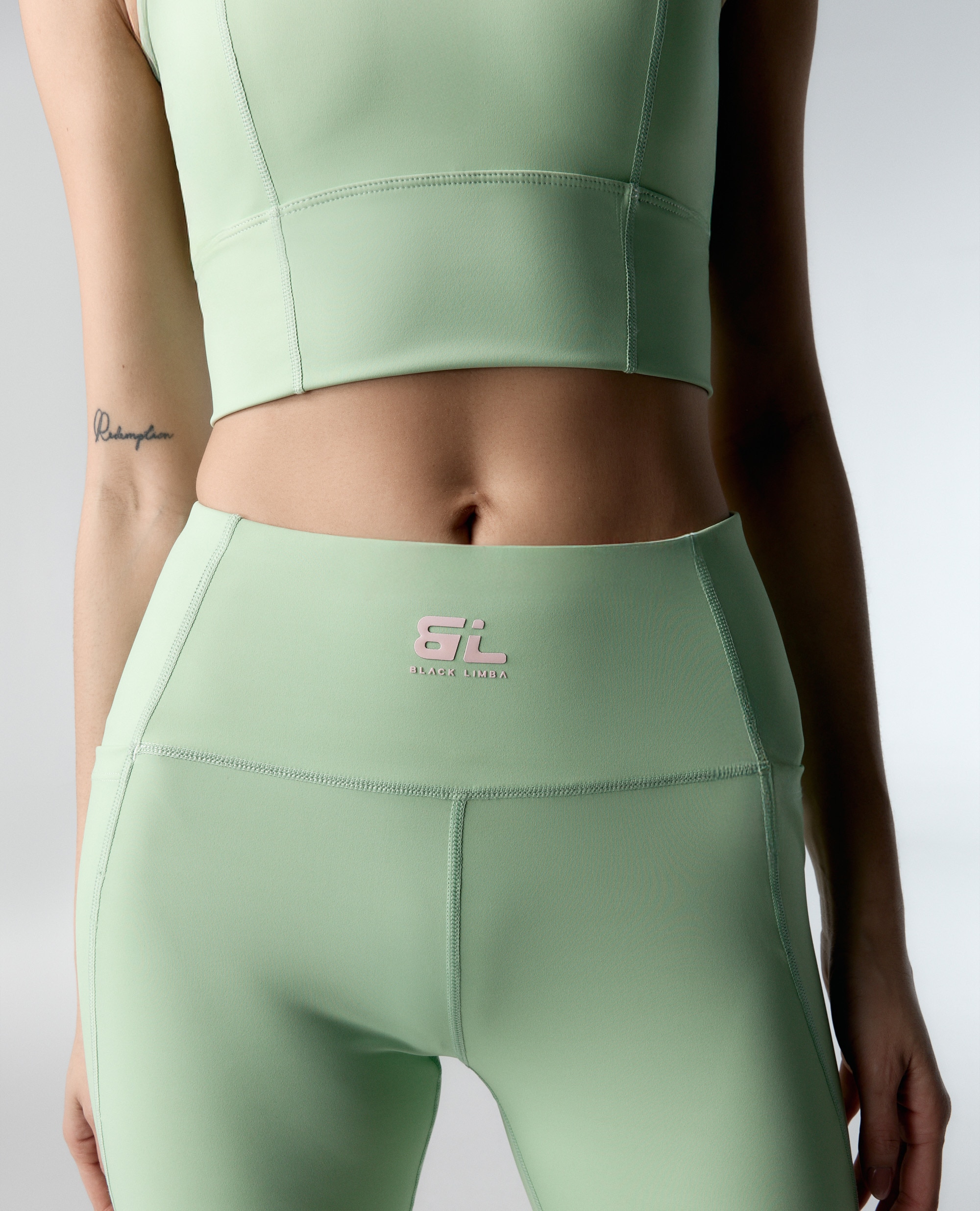 Leggings Desportivos Recortáveis e Compressivos Verde-claro-5
