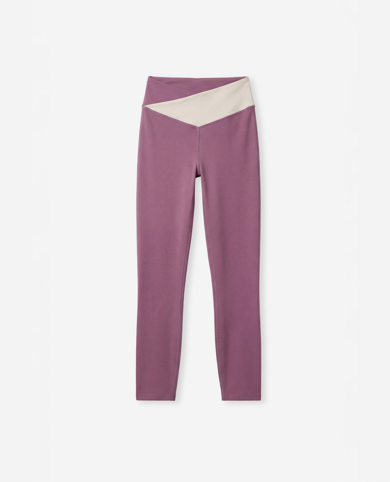 Calças Desportivas de Média Sustentação com Cintura Cruzada Bege/Rosa-5