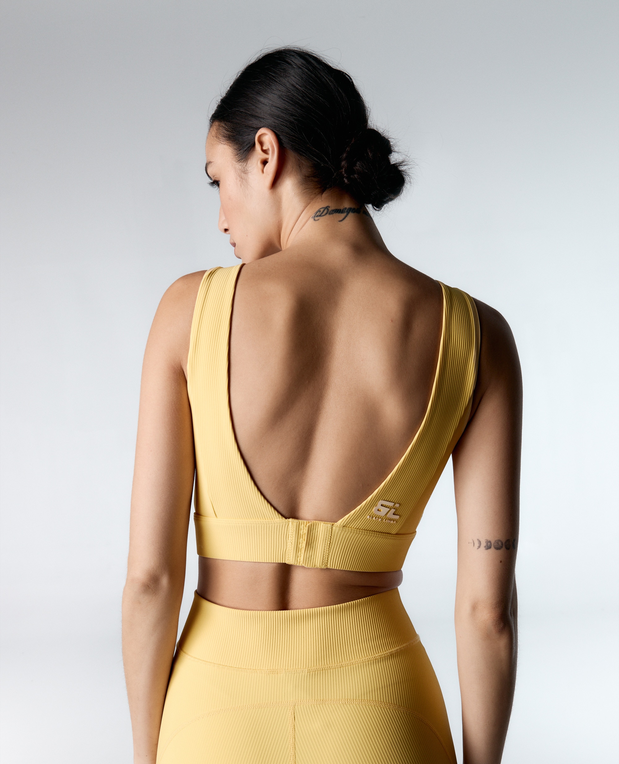 Soutien Desportivo de Canelado com Suporte Médio - Baixo Amarelo-3