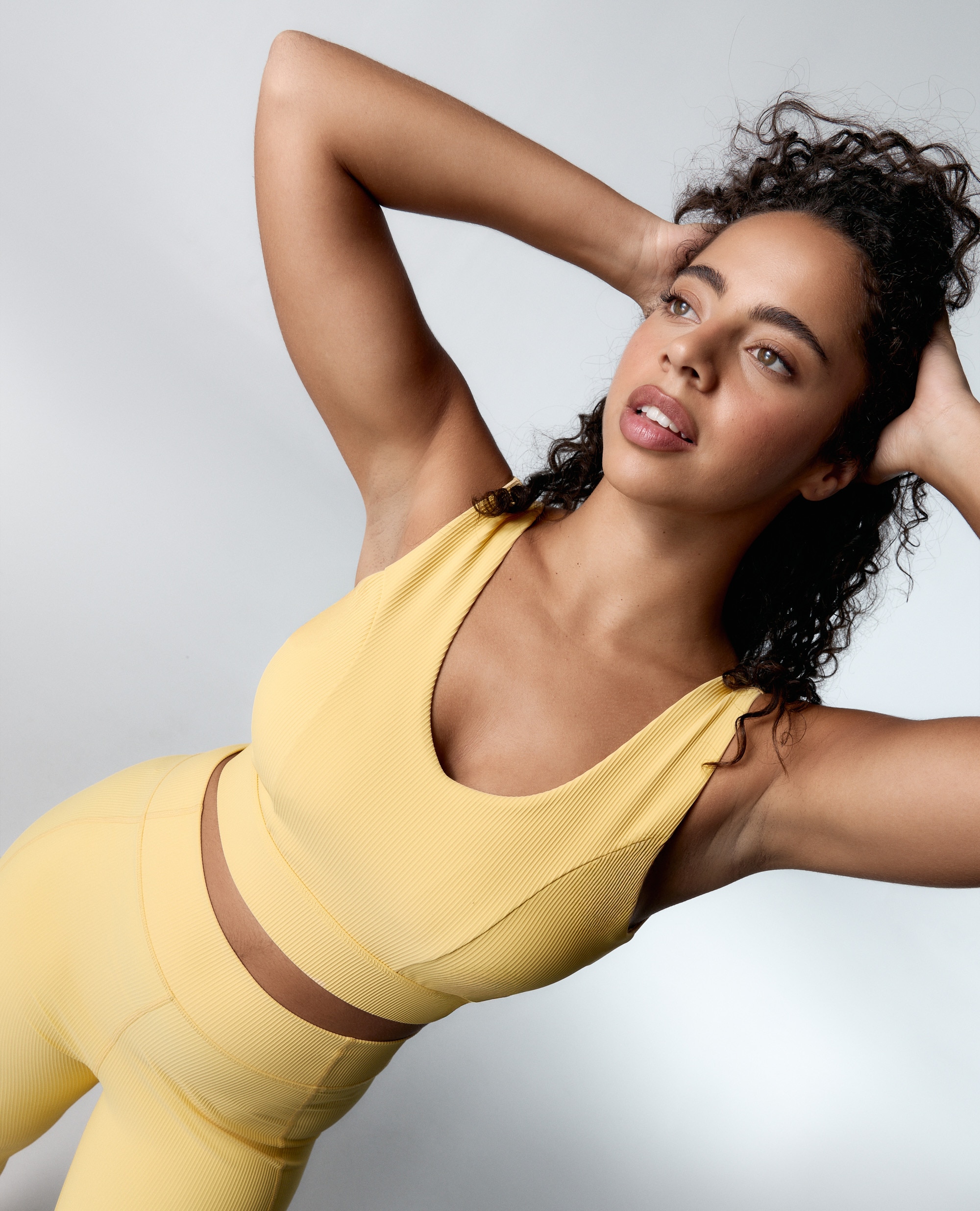 Soutien Desportivo de Canelado com Suporte Médio - Baixo Amarelo-5
