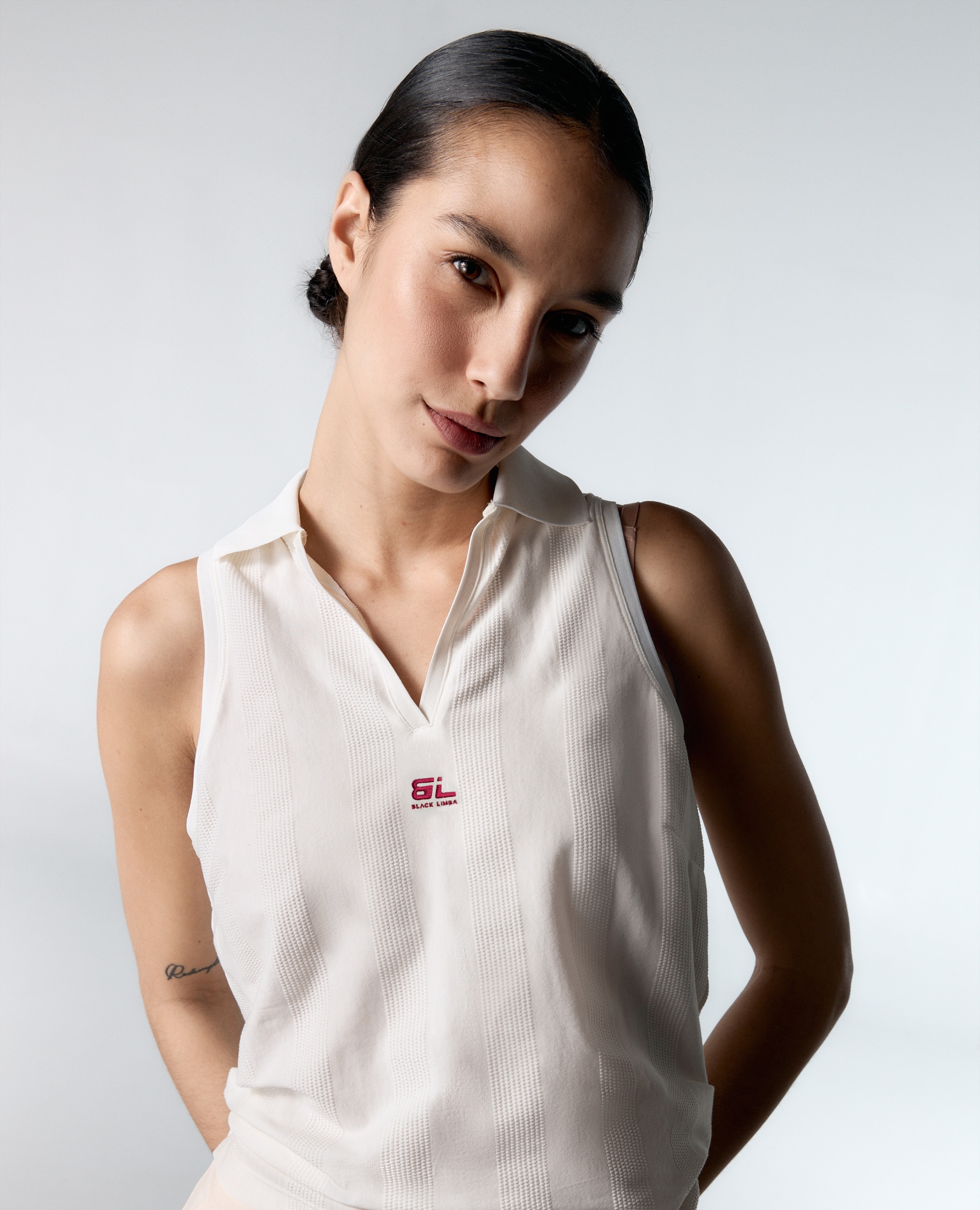 Imagem 0 de T-shirt Desportiva sem Mangas de Algodão Jacquard