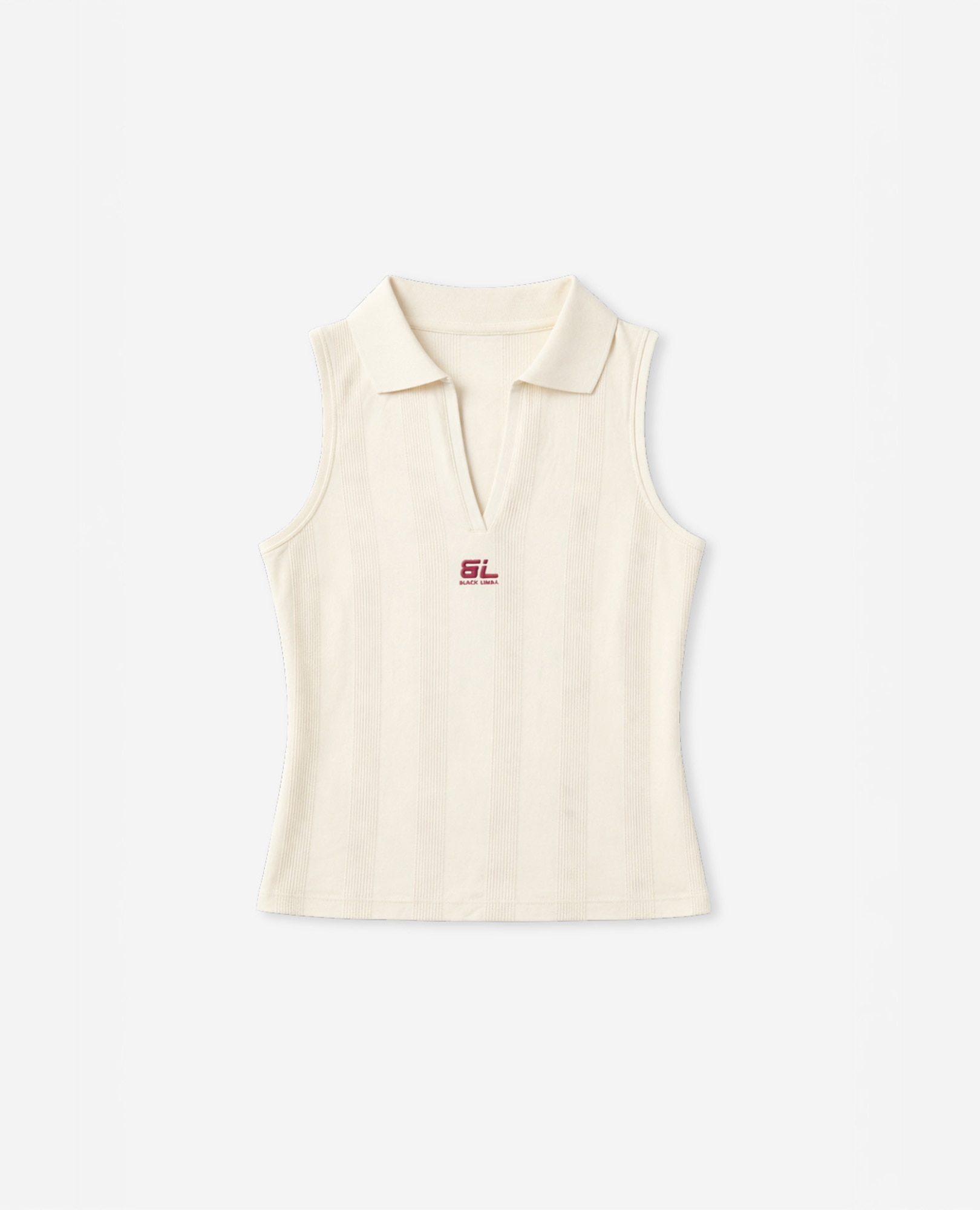 T-shirt Desportiva sem Mangas de Algodão Jacquard Creme-5