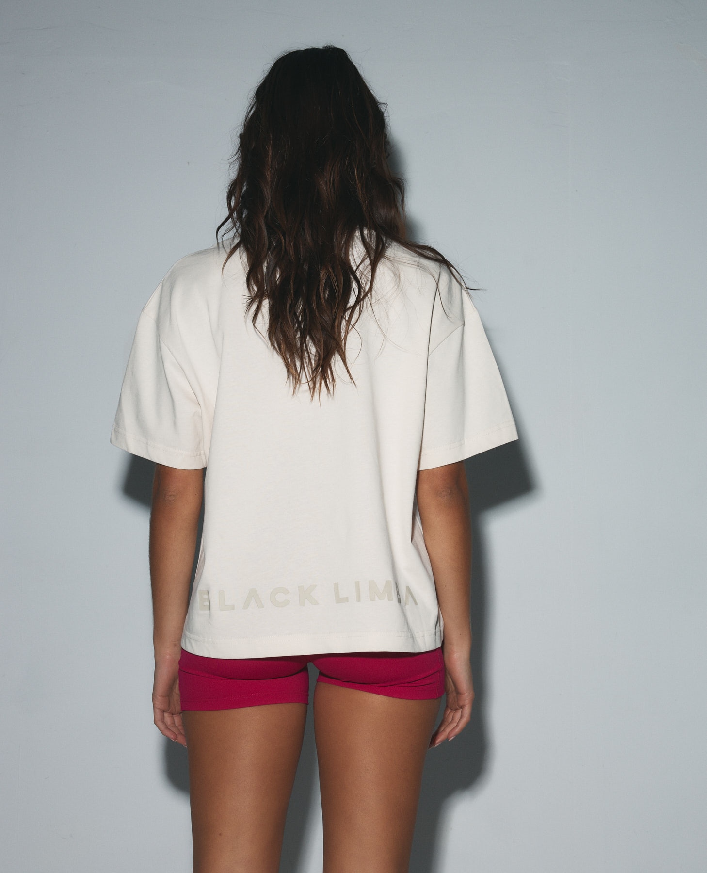 T-shirt Desportiva Oversize de Manga Curta Creme-2