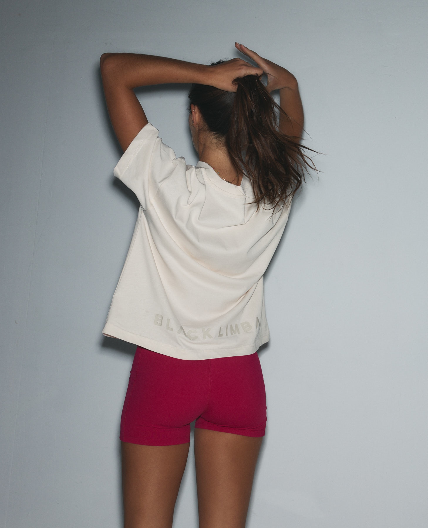 T-shirt Desportiva Oversize de Manga Curta Creme-3